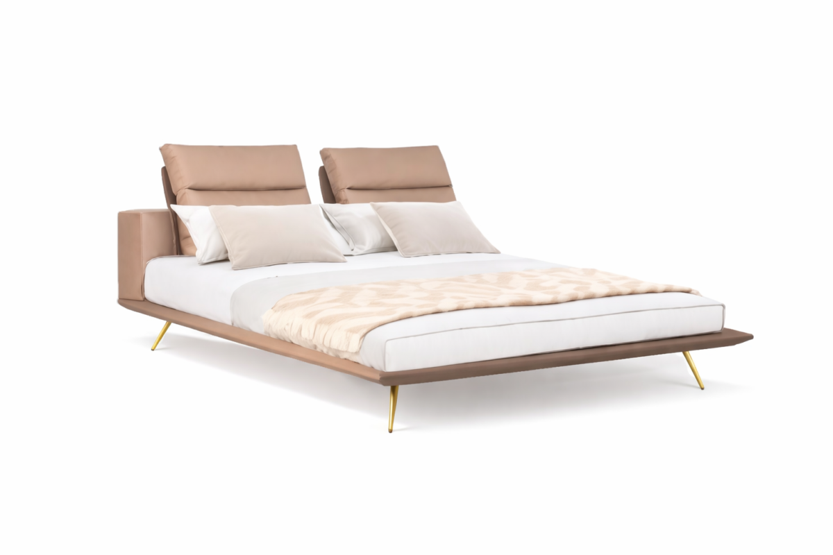 Carlton Luxury Leather Bed with Upholstered Headboard