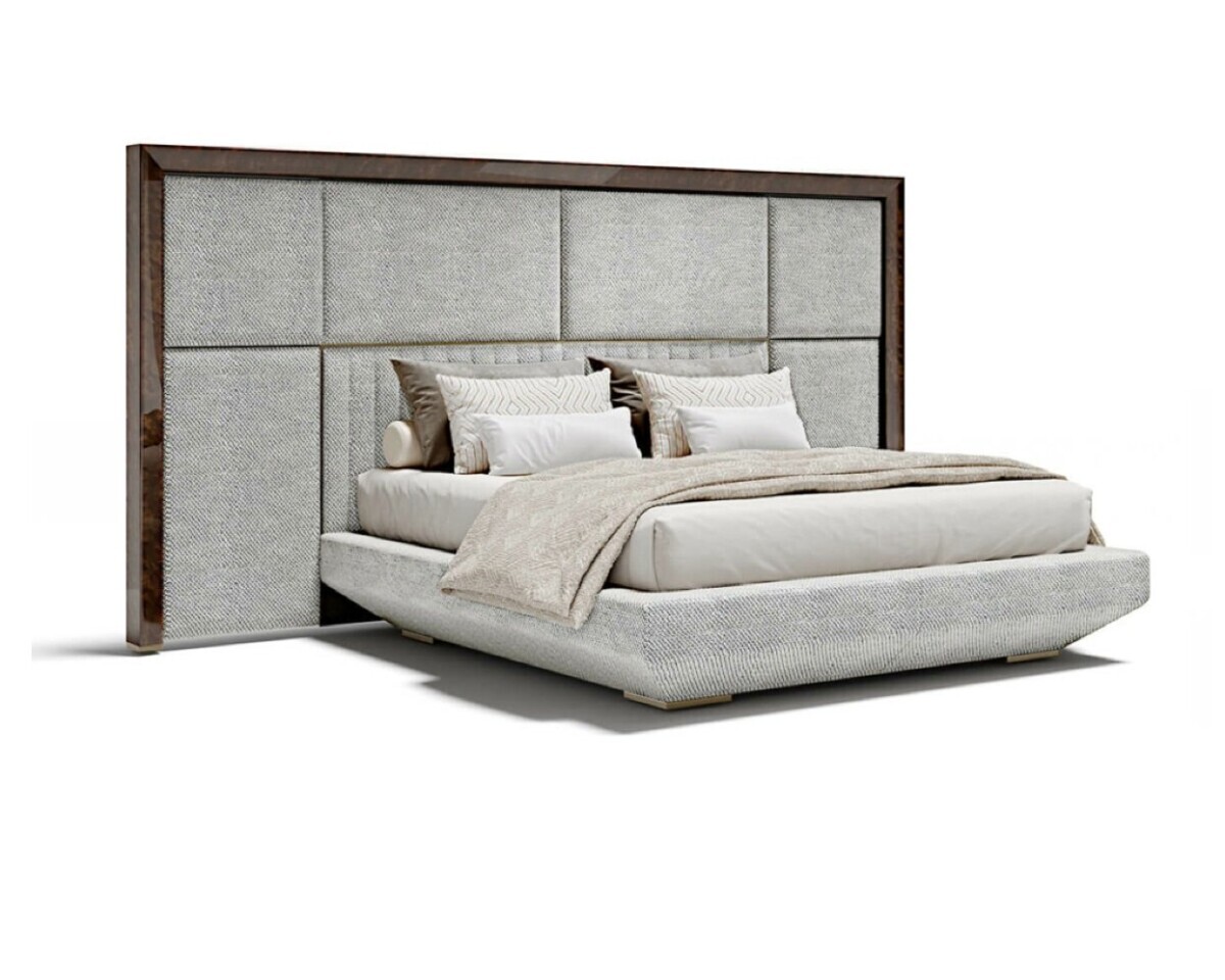 Side profile of Ivan solid wood double bed