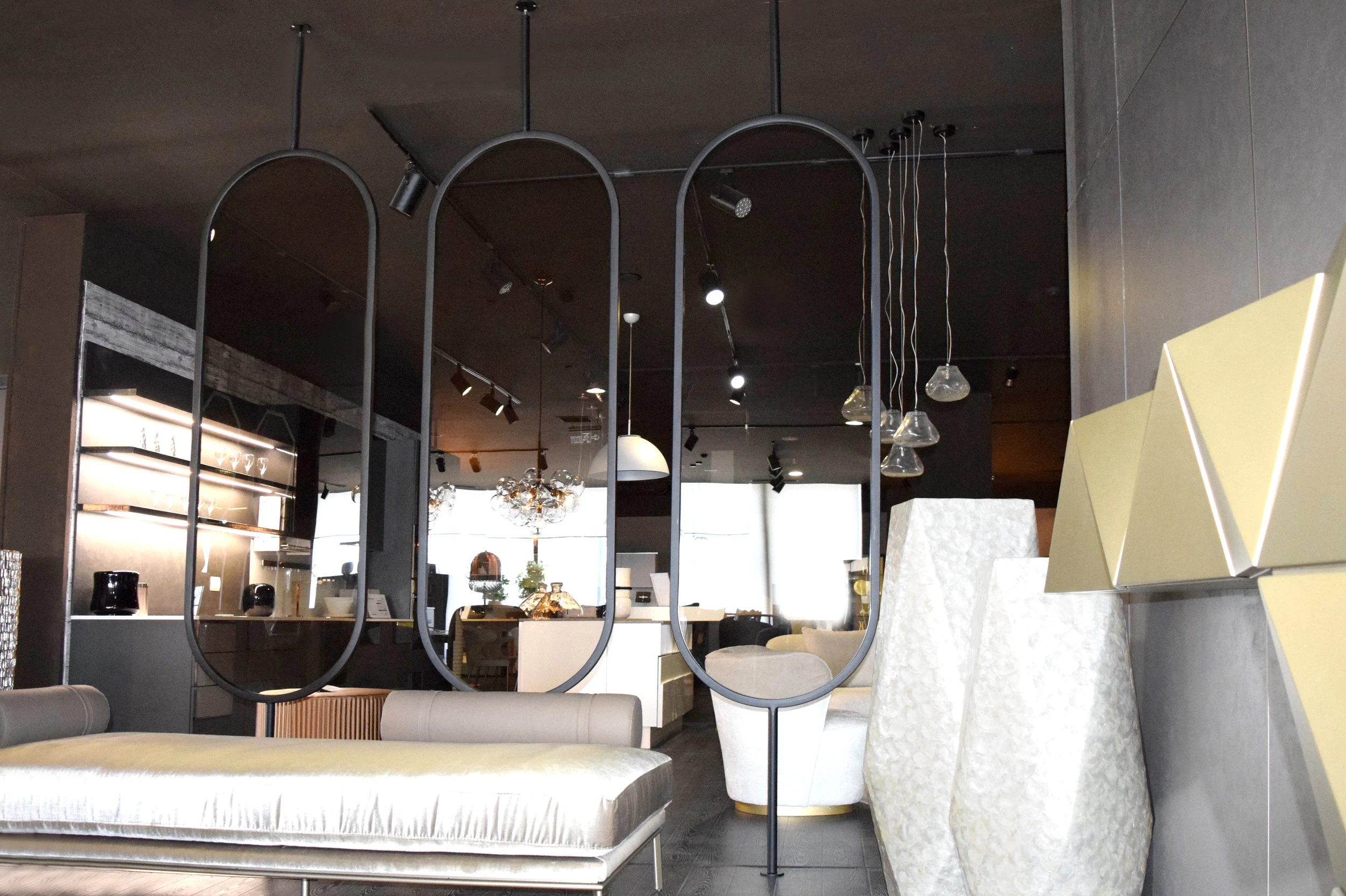 top view of Jeanette middle glass partition in modern setting
