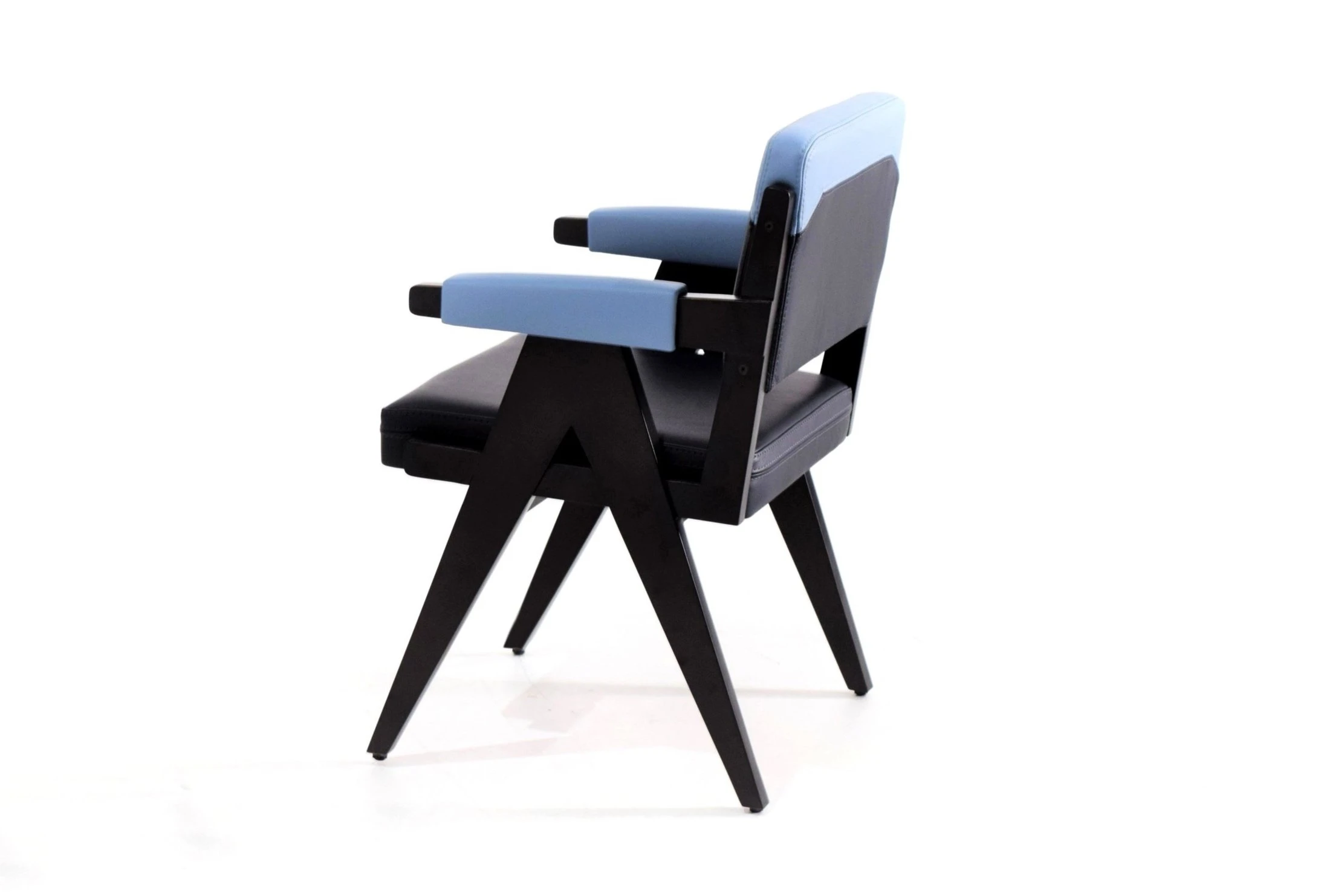 Left Side view – Liam walnut chair with padded seat and backrest