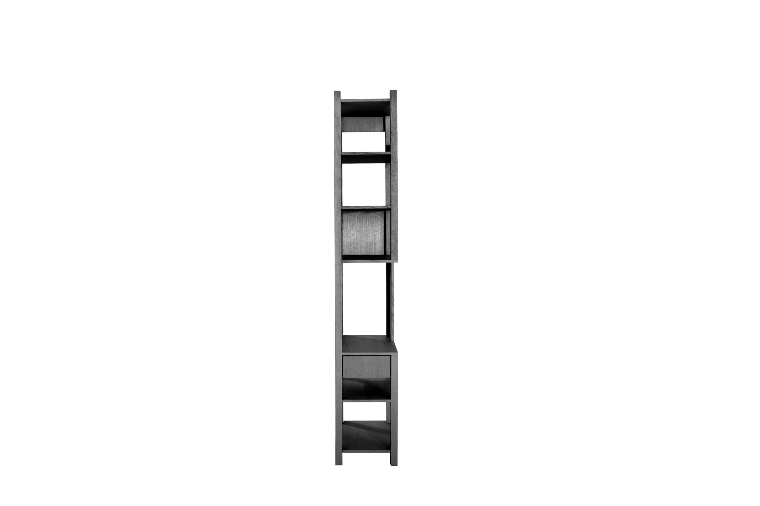 Front facing view of Noam thin shelving unit