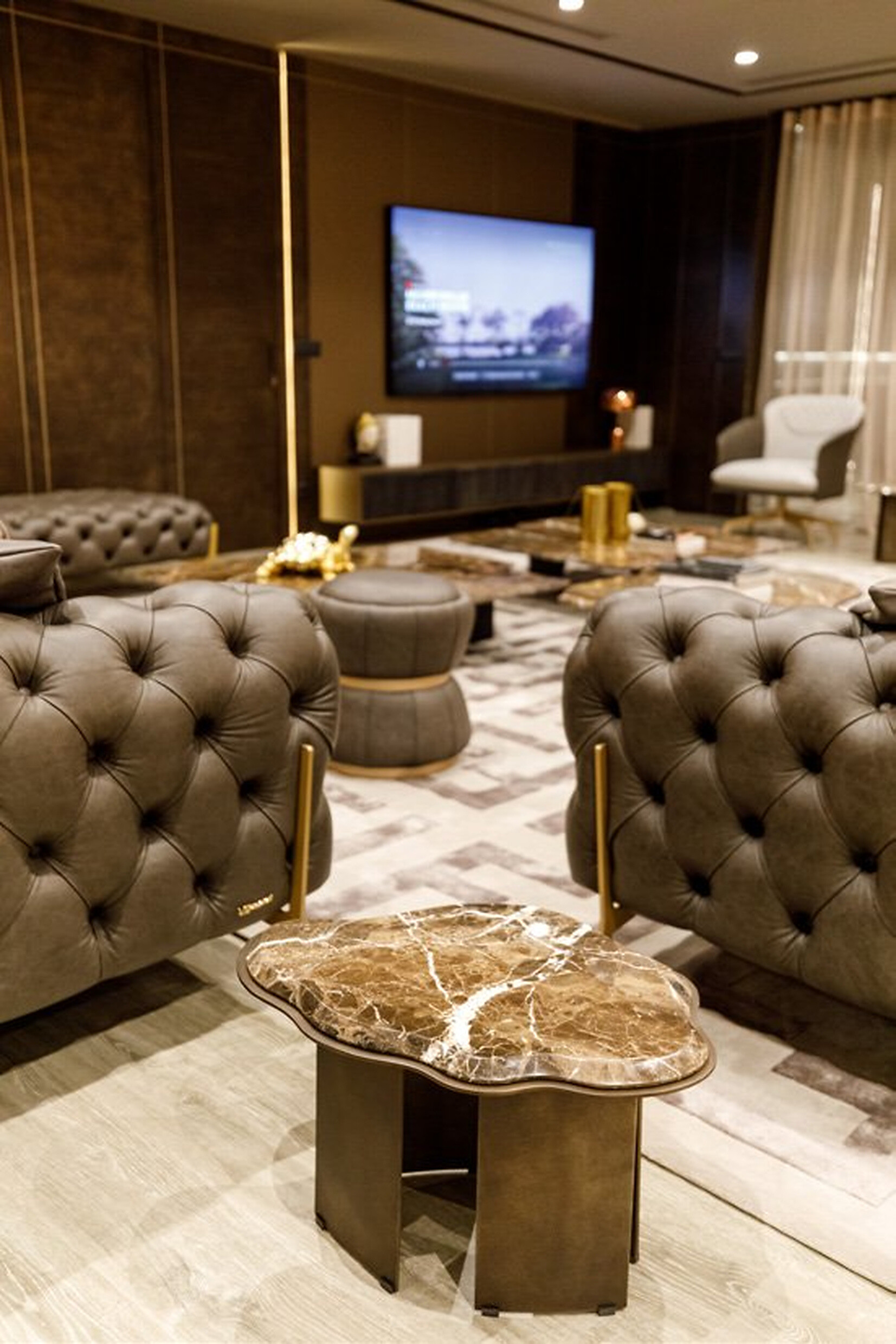 Private Villa South Albania - television and marble coffee tables in the living room, Vlore