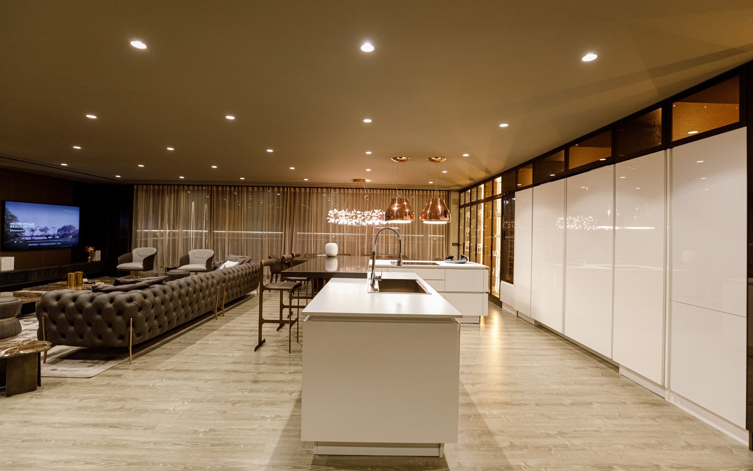 Private Villa South Albania - open-plan kitchen island beside the seating area, Vlore