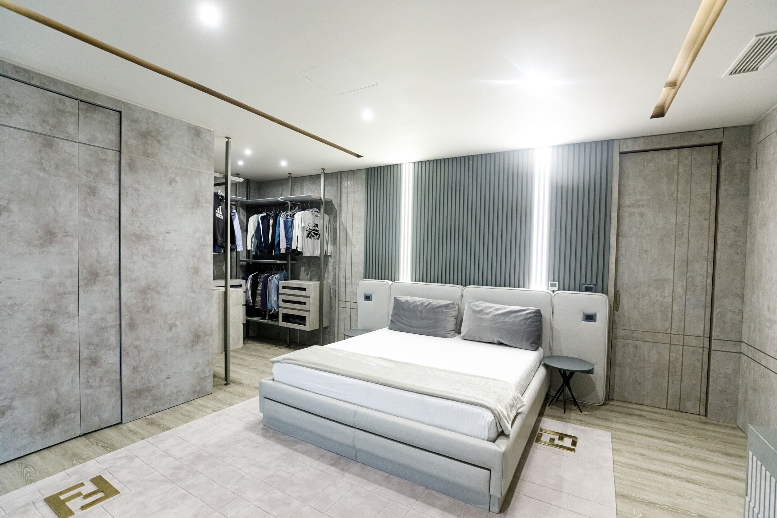 Private Villa South Albania - bedroom with an upholstered bed and fitted wardrobes, Vlore