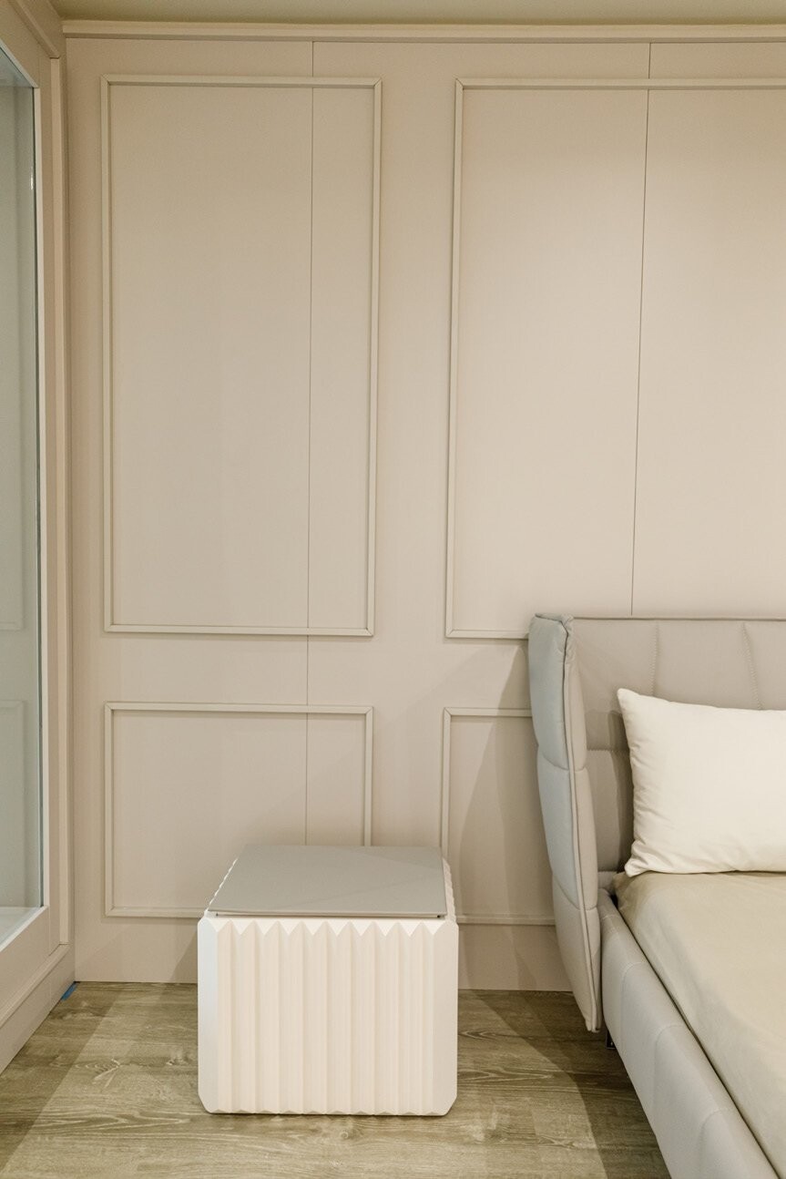 Private Villa South Albania - bed with a panelled headboard and an upholstered stool, Vlore