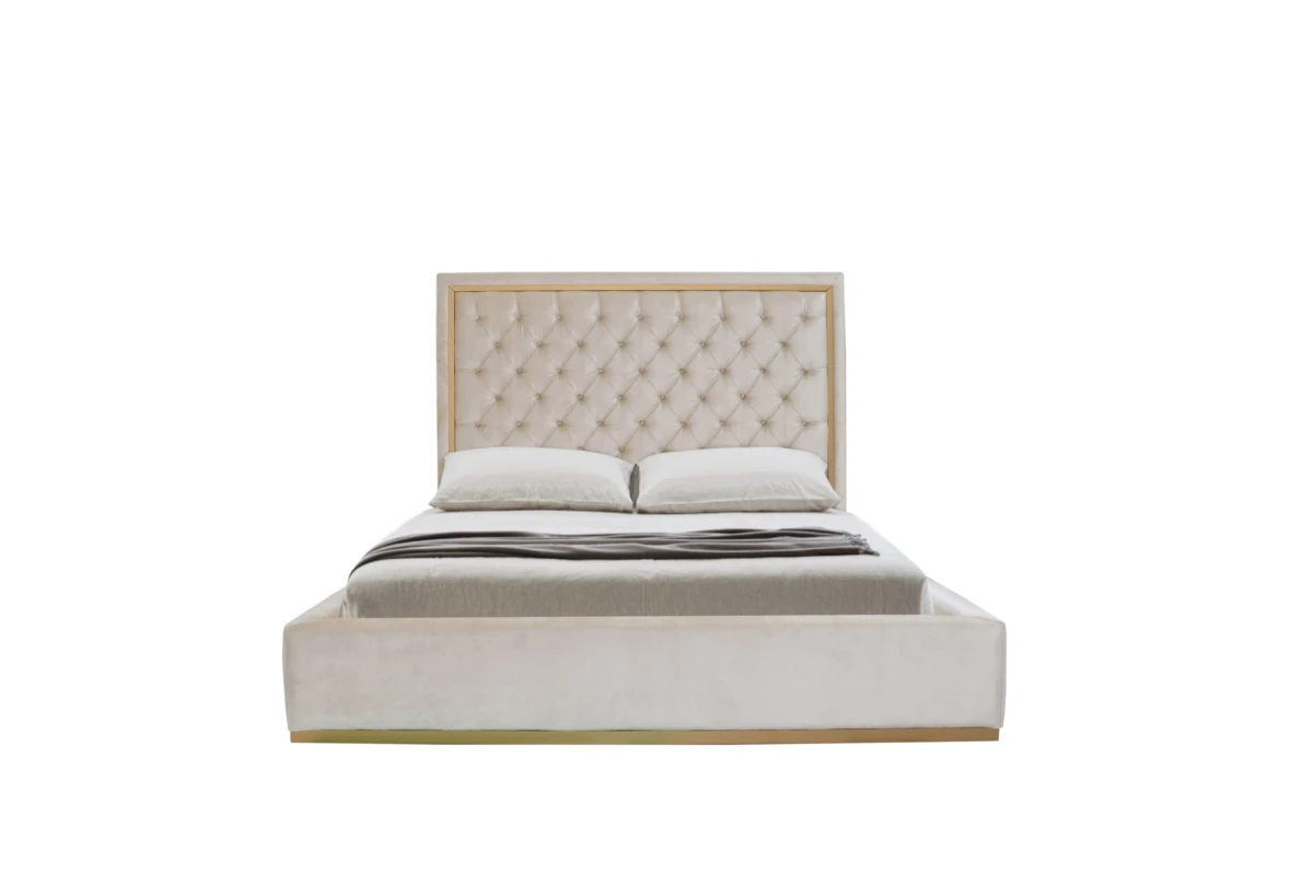 Front side of Tea upholstered double bed
