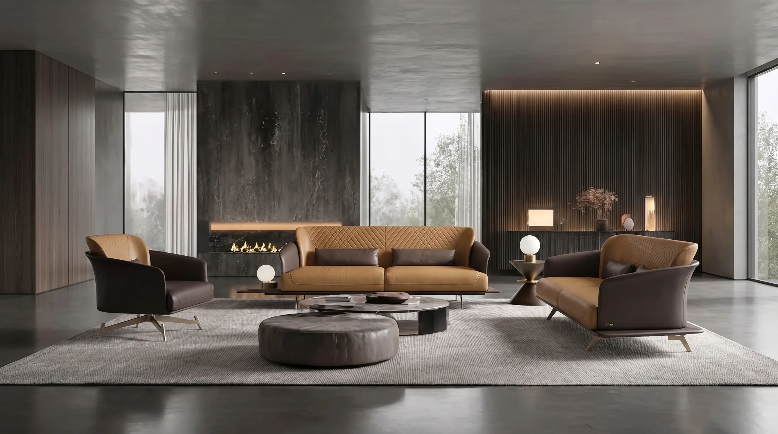 Amorino Modern Designer Sofa in a modern living room setting
