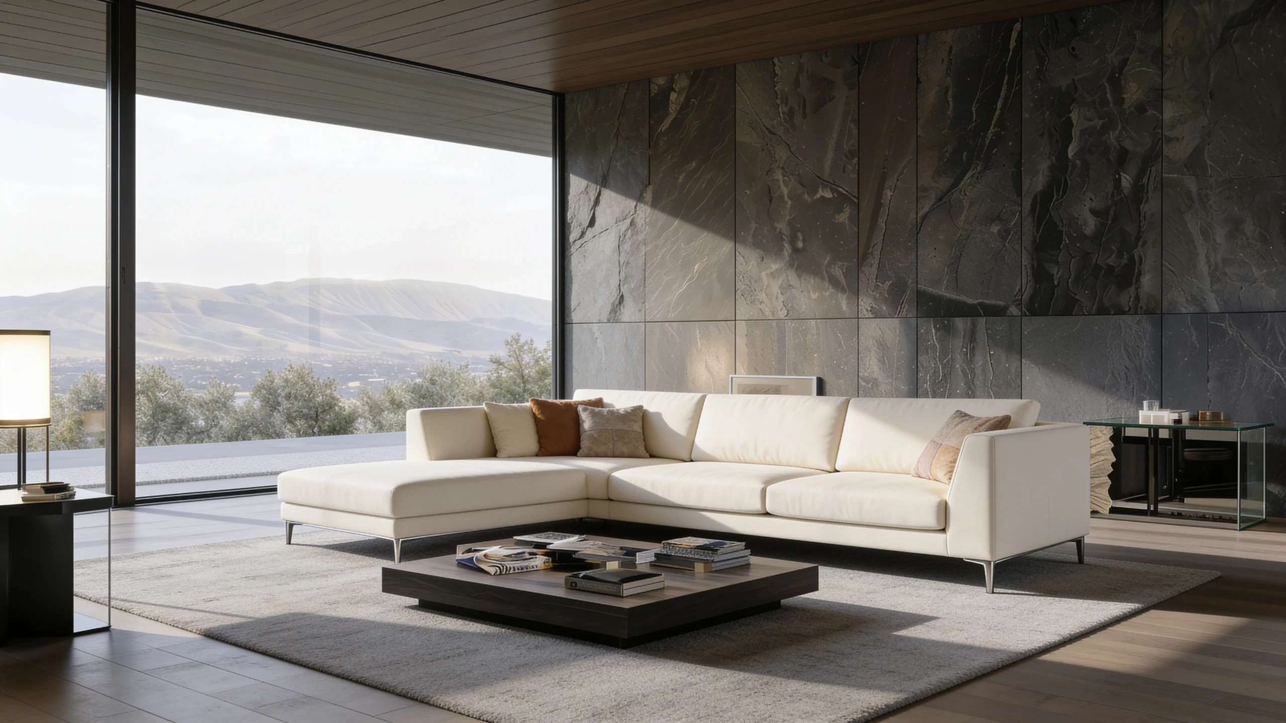 Ariel Modern Sectional Sofa in a modern living room setting