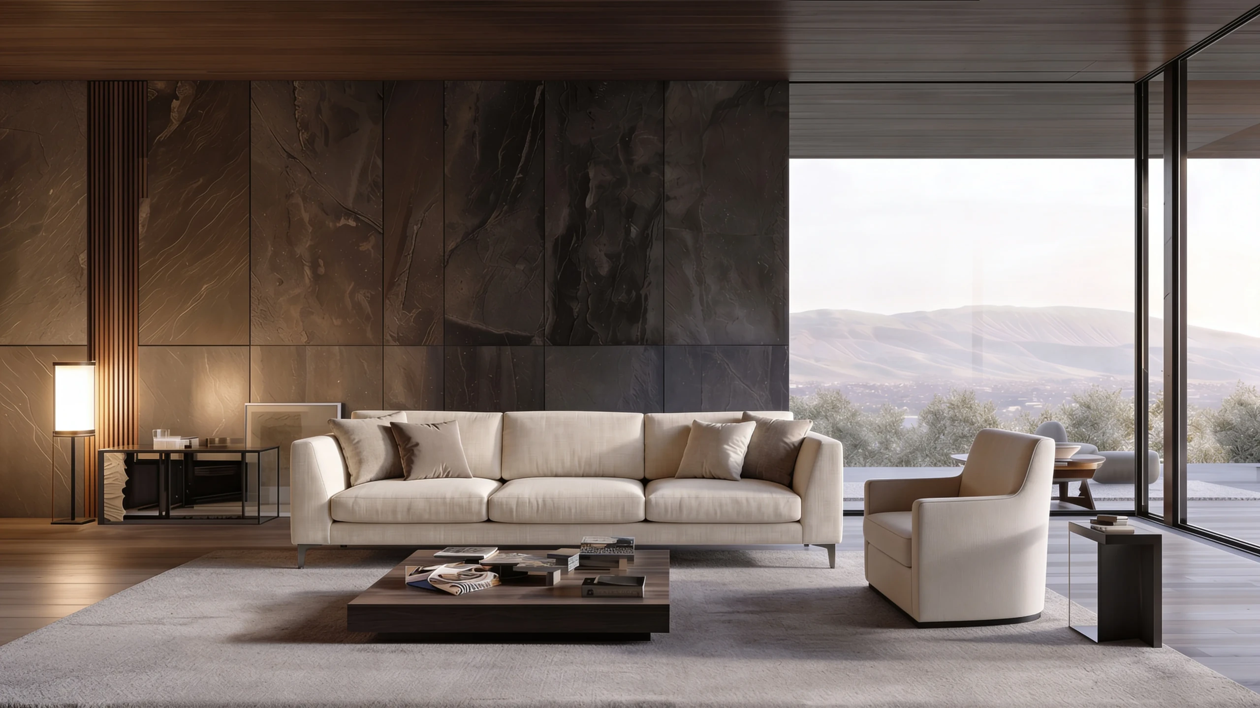 Ariel Modern Sectional Sofa in a designer lounge setting