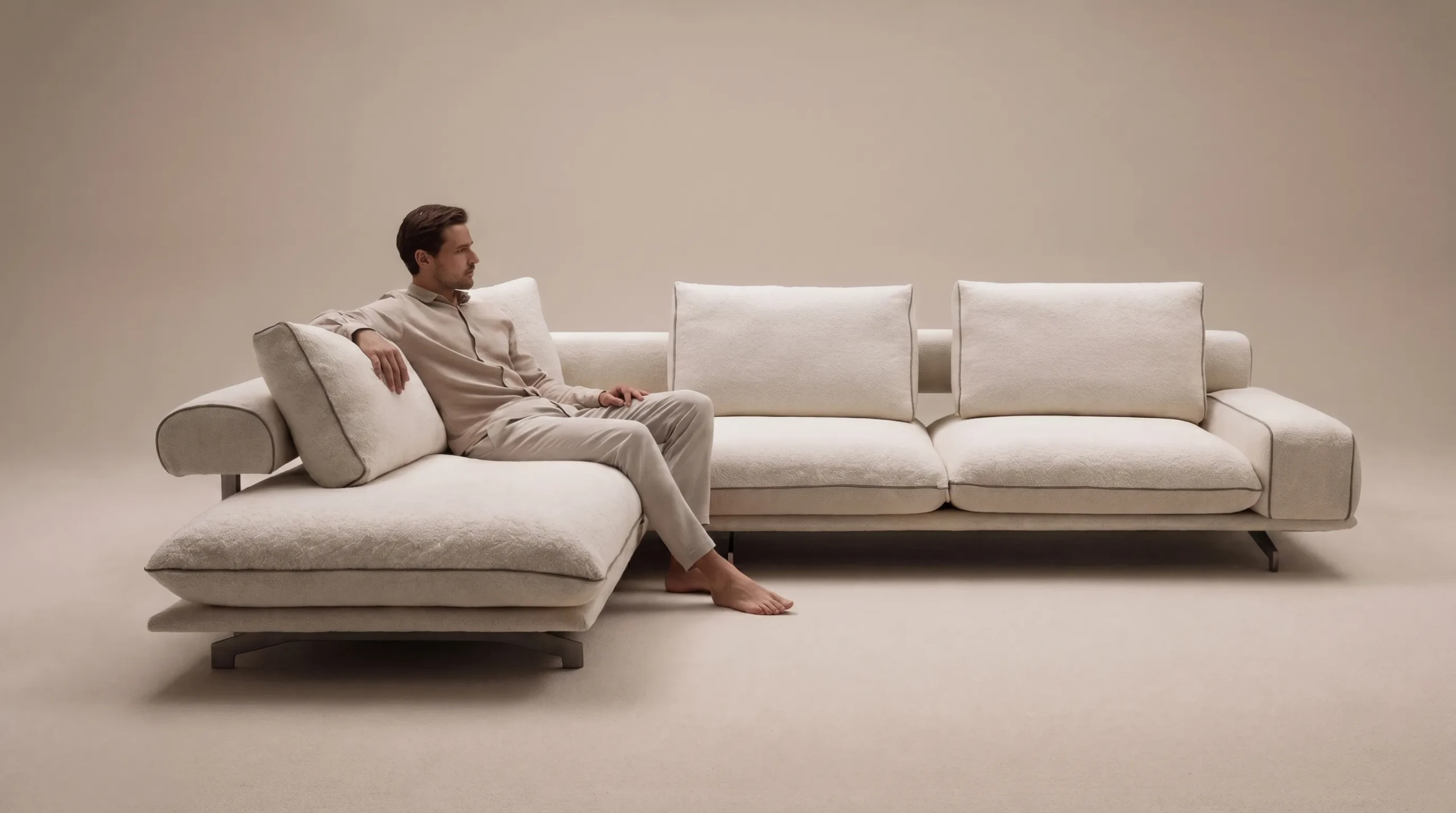 Belen Modular Leather Sofa in a modern living room setting