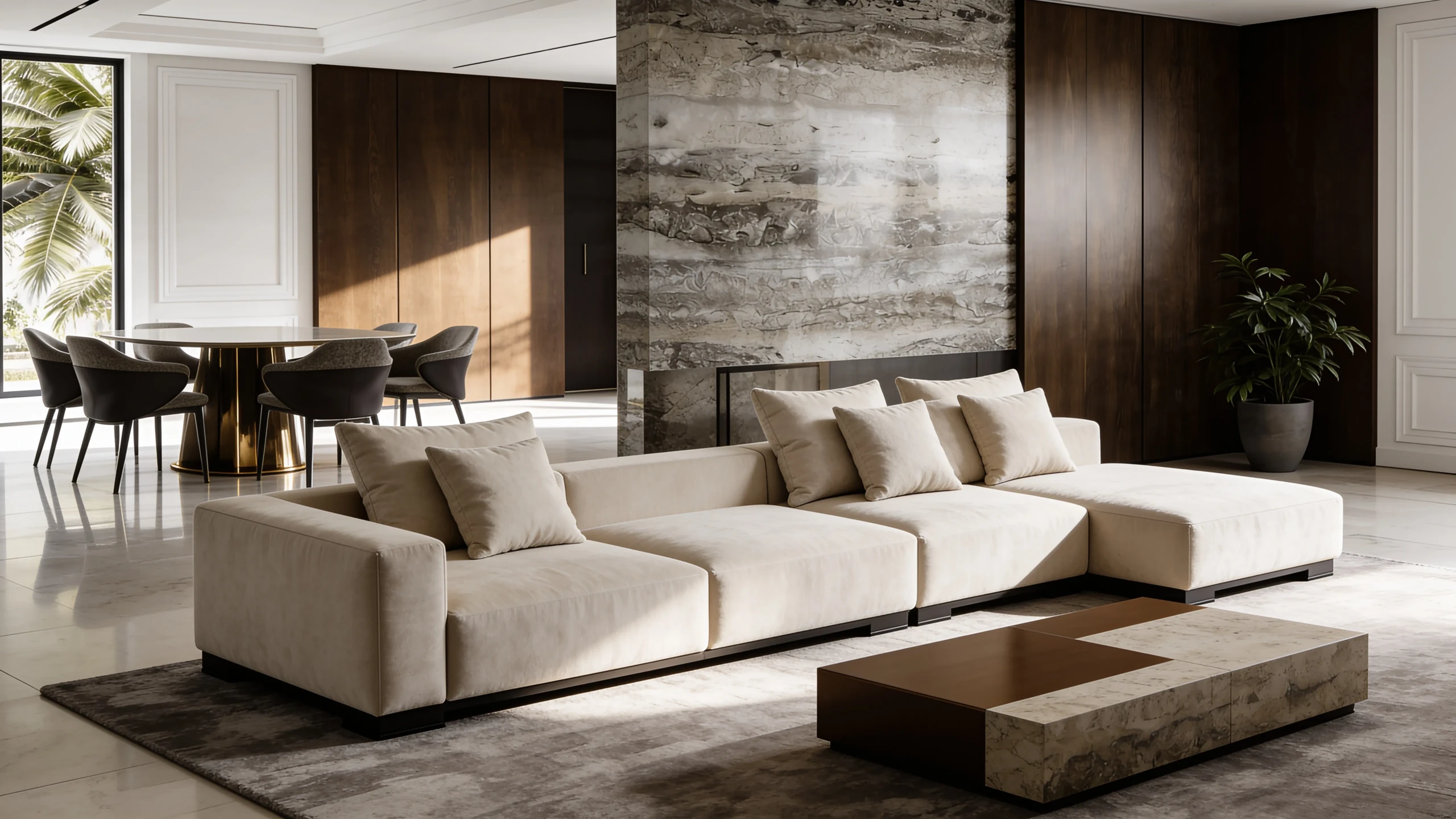 Bloom Chaise Lounge Sofa styled in a contemporary interior
