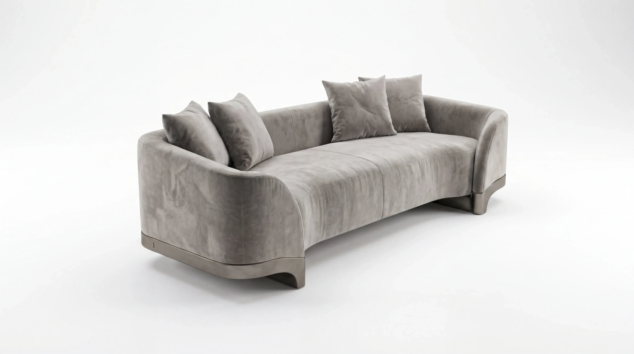 3/4 angle view of Clement curved sofa