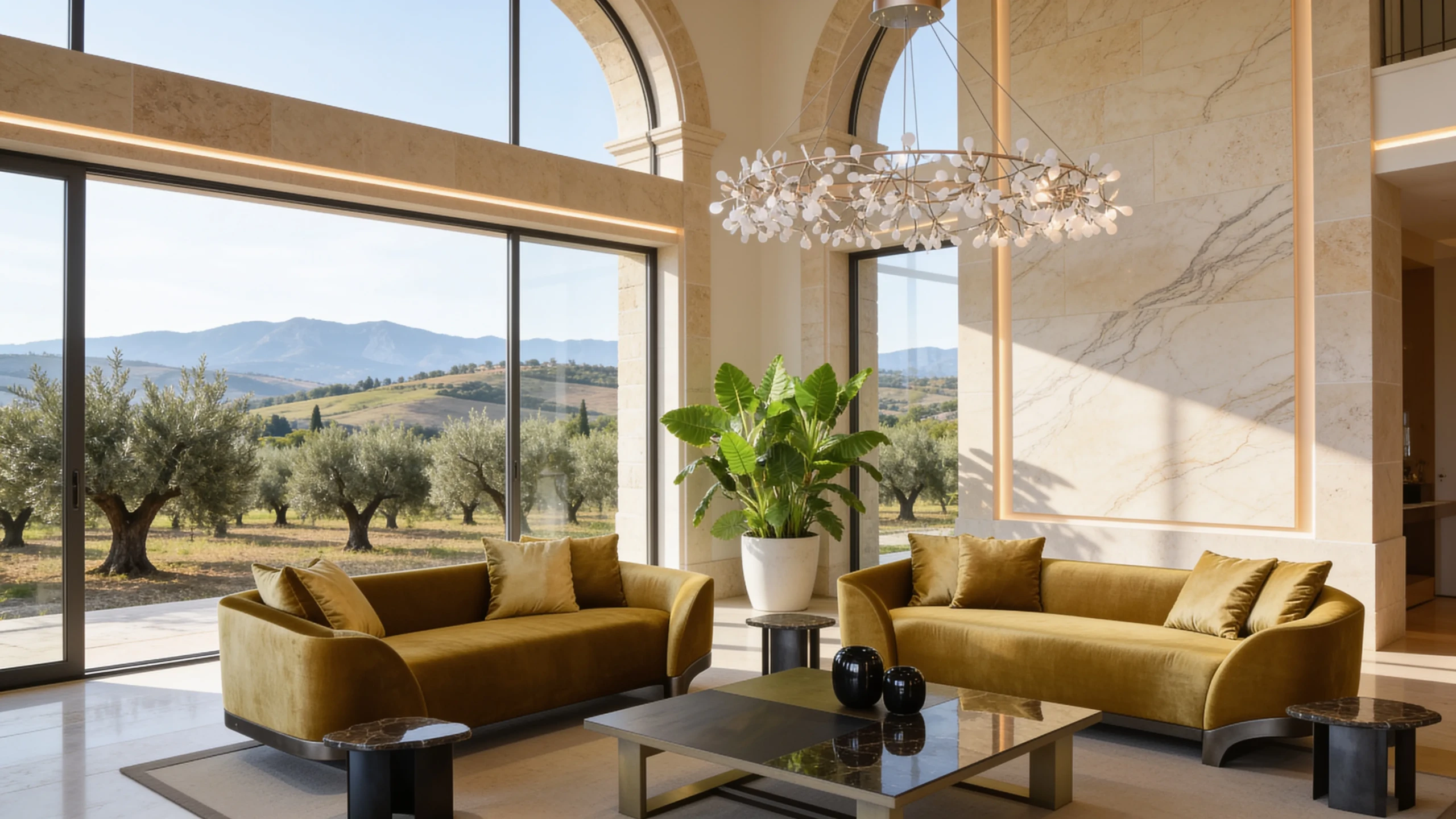 Clement Luxury Leather Sofa in a modern living room setting