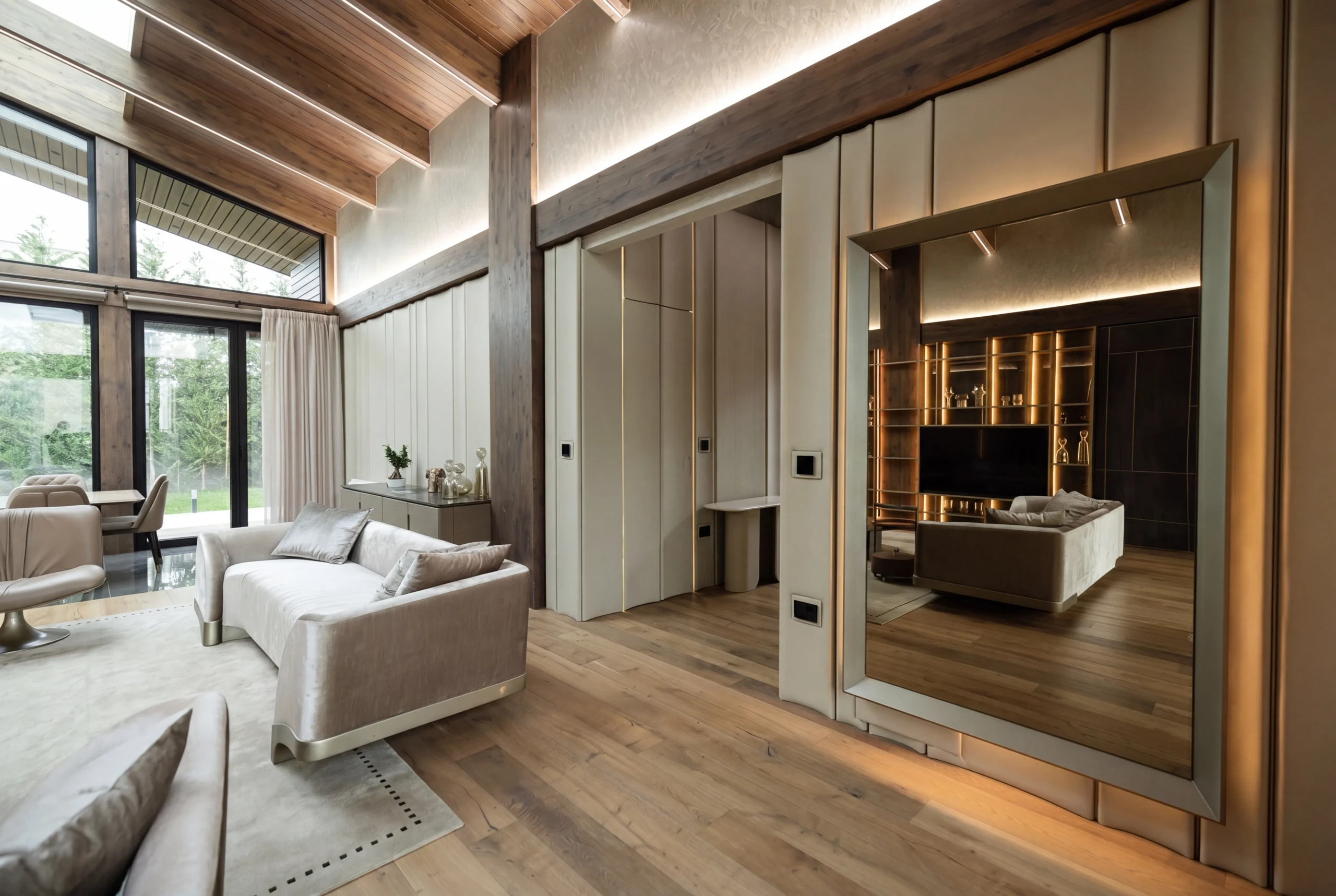 Clement Luxury Leather Sofa in a designer lounge setting