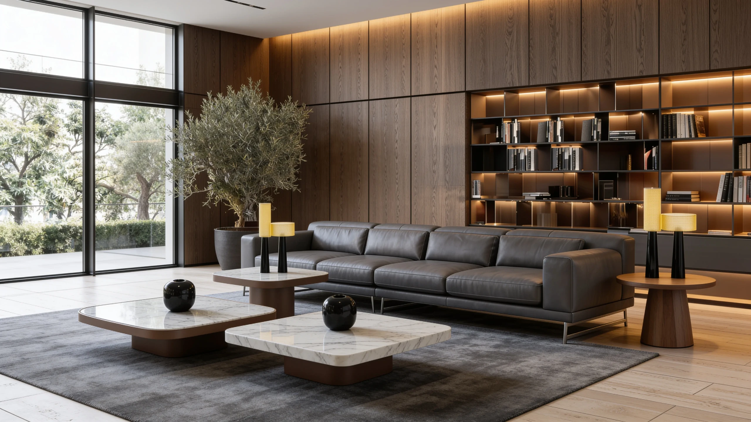 Christiano Modern Leather Sofa in a designer lounge setting
