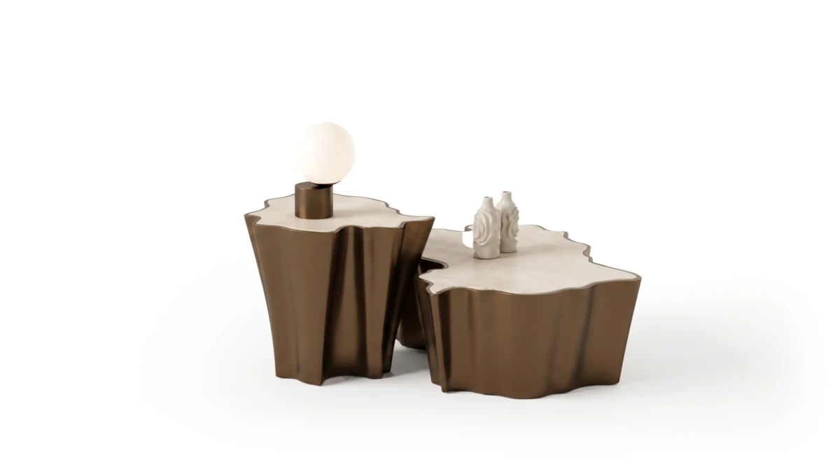 Edgy side table on white background