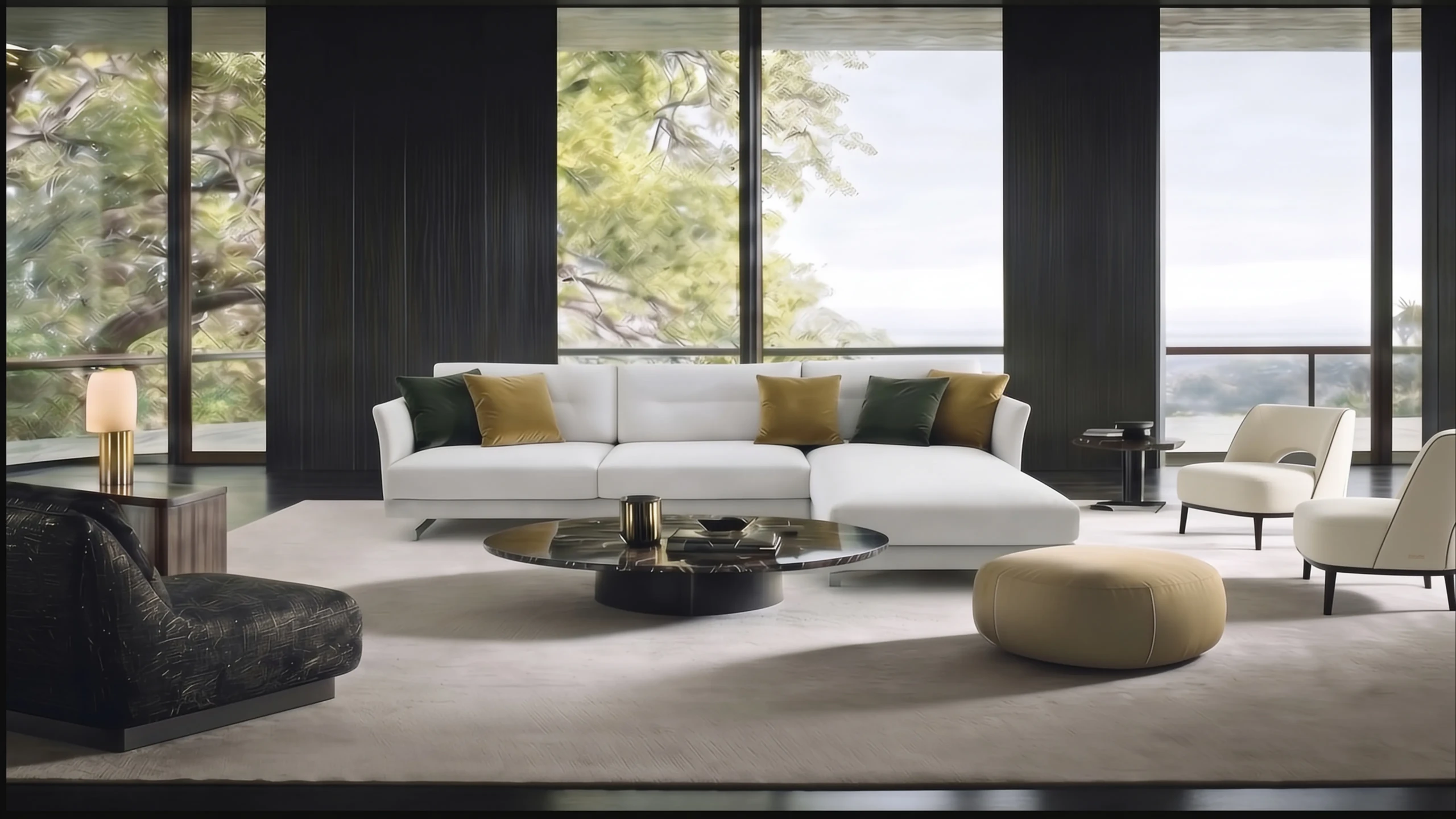 Gaya Leather Sectional Sofa in a modern living room setting