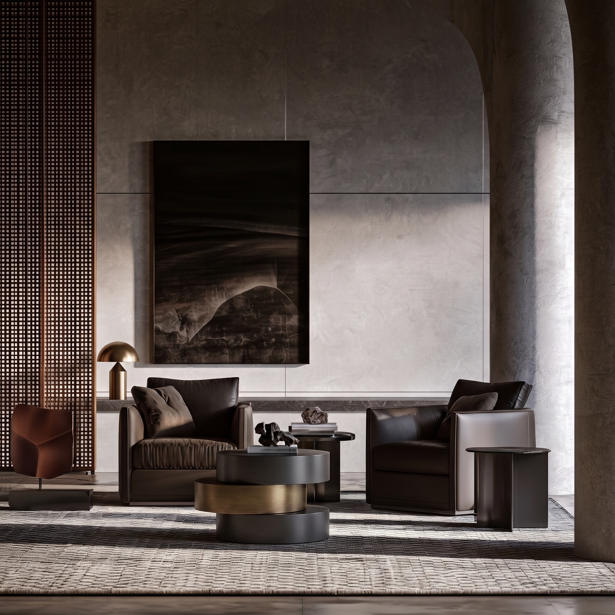 Grey coffee table in a designer lounge setting