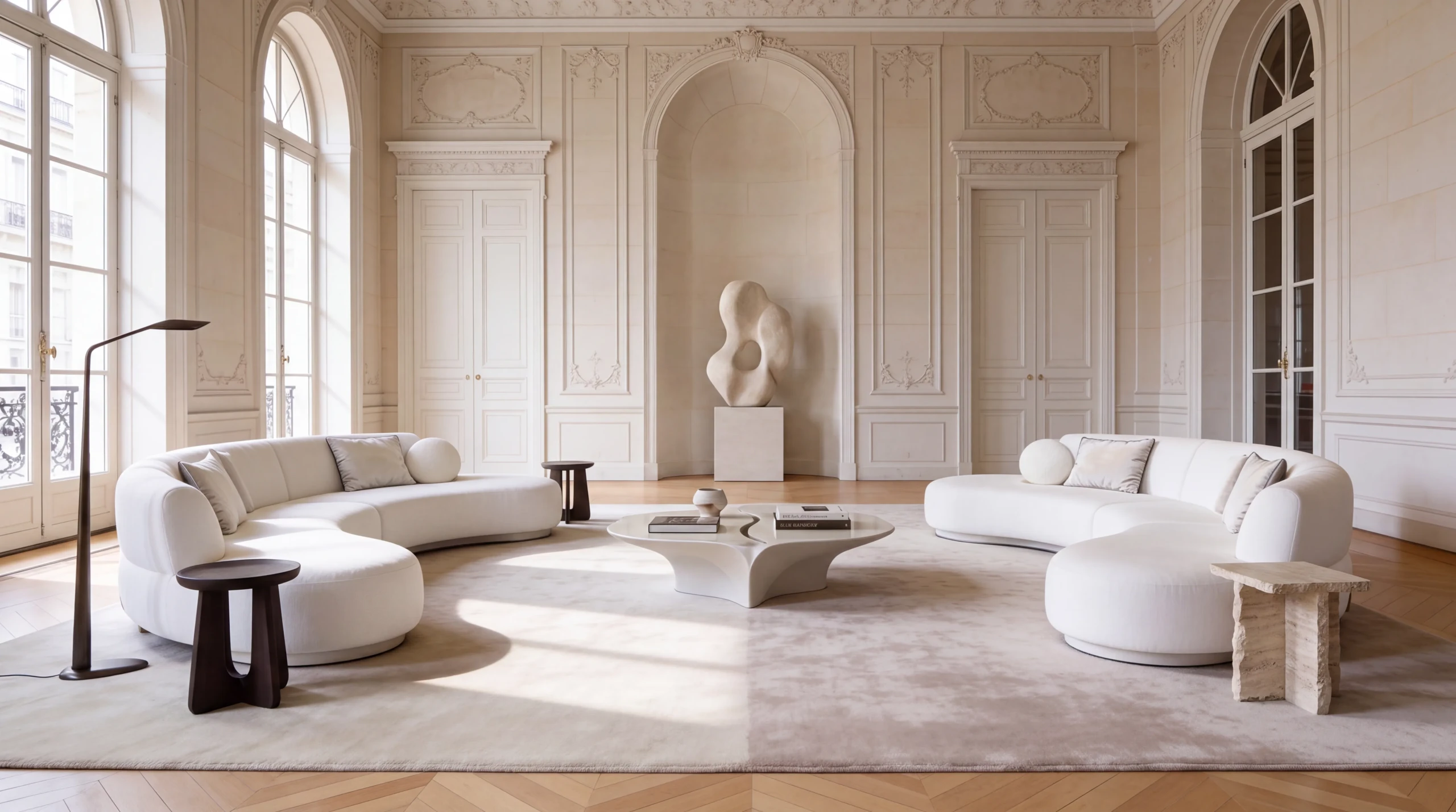 Linh Curved Sofa in a designer lounge setting