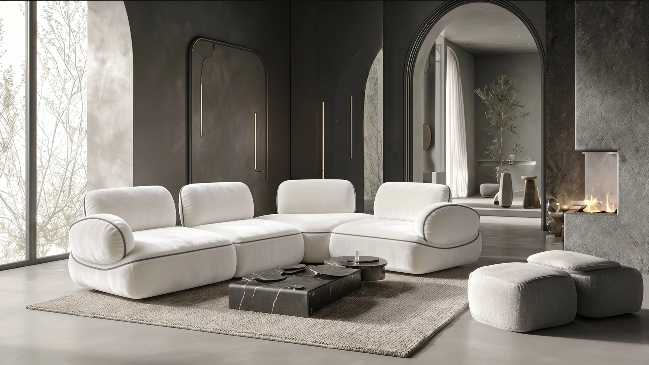 Lunara RR sectional sofa in a modern living room setting