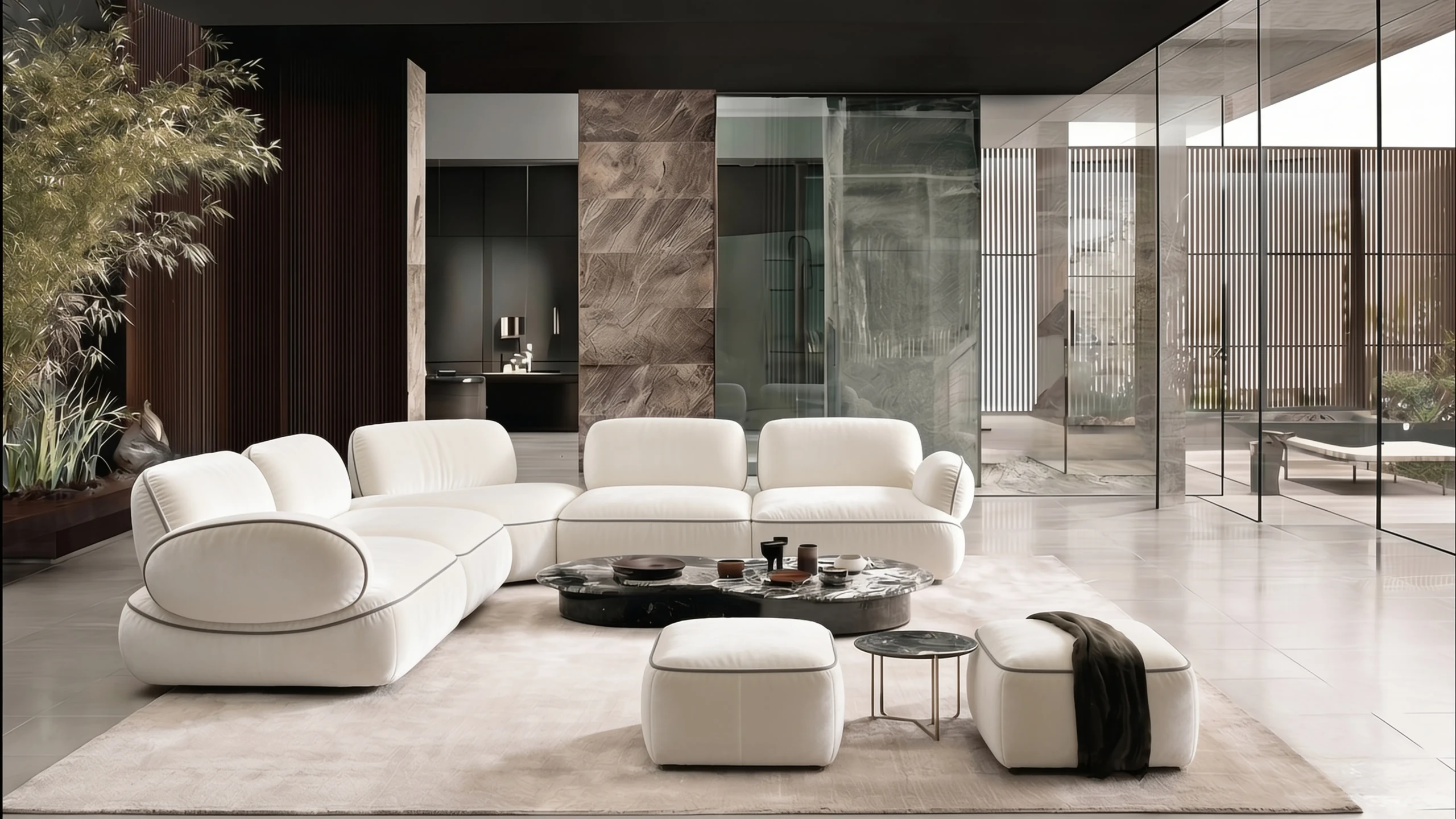 Lunara RR sectional sofa styled in a contemporary interior