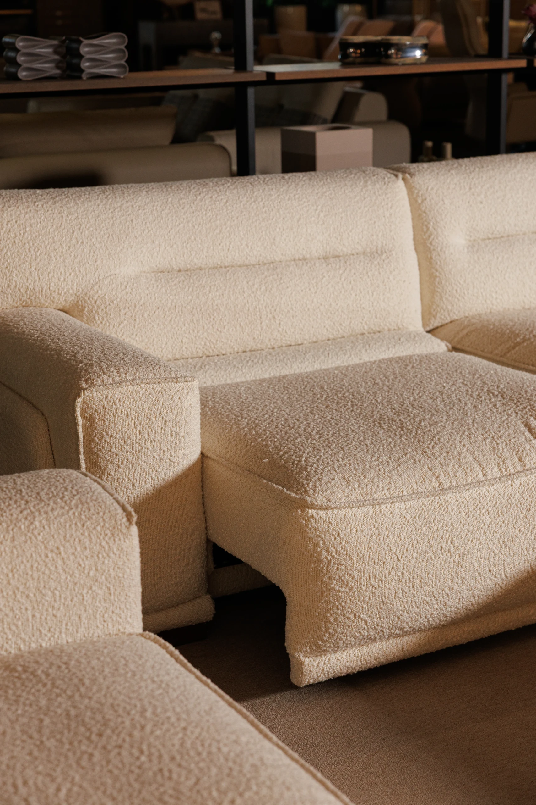 Meridien Chaise Lounge Sofa in a modern living room setting