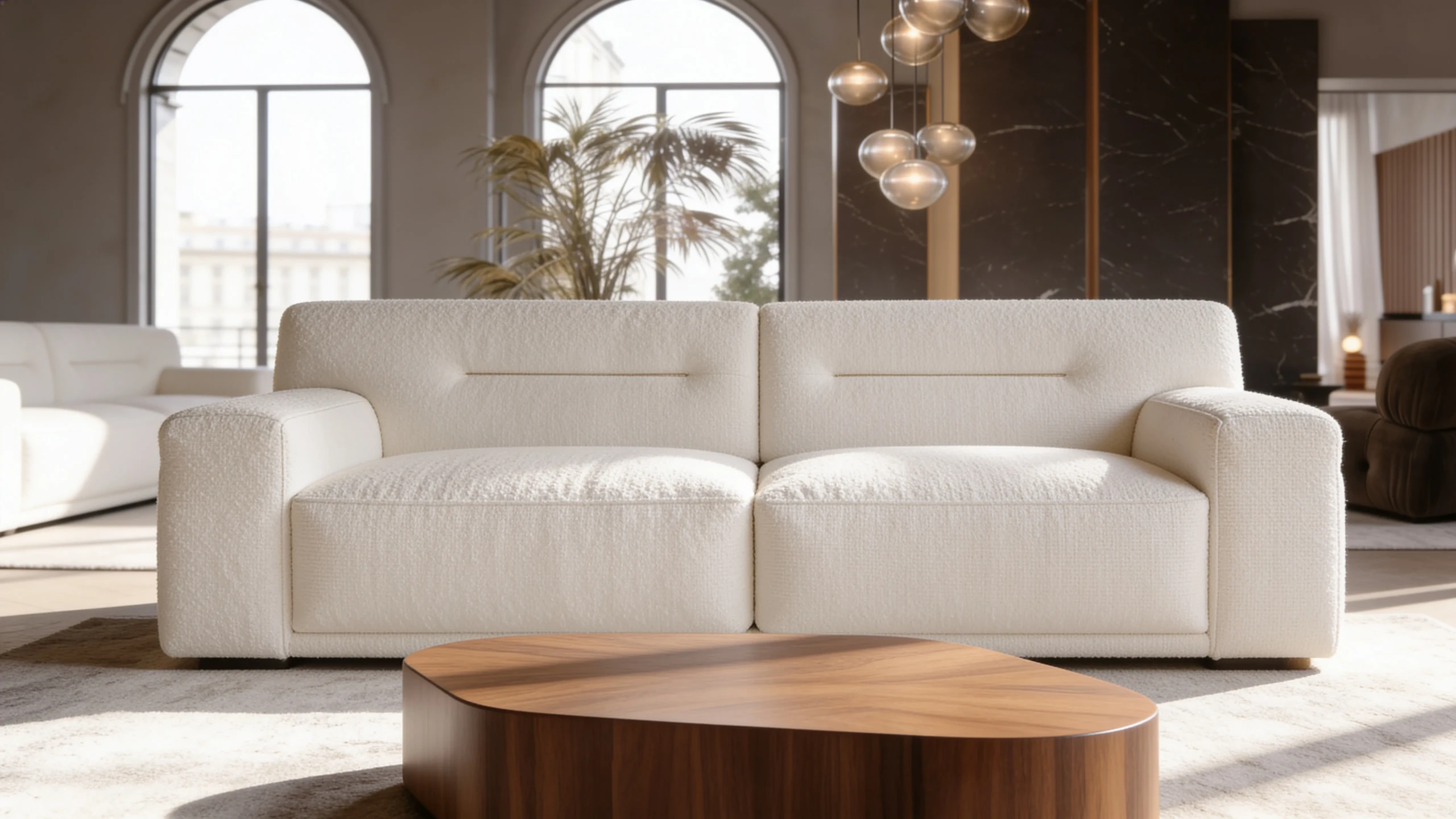 Meridien Chaise Lounge Sofa shown in a styled indoor scene