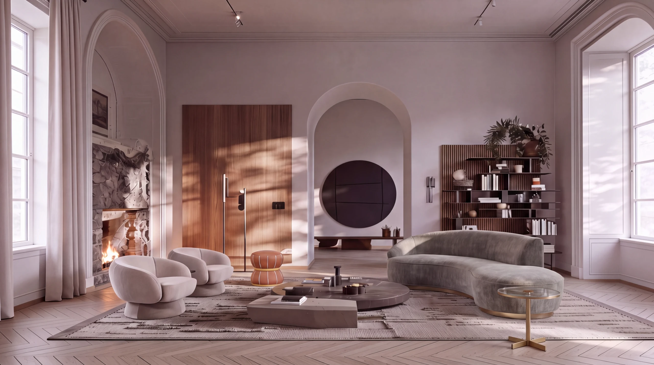 Oscar Curved Sofa in a modern living room setting