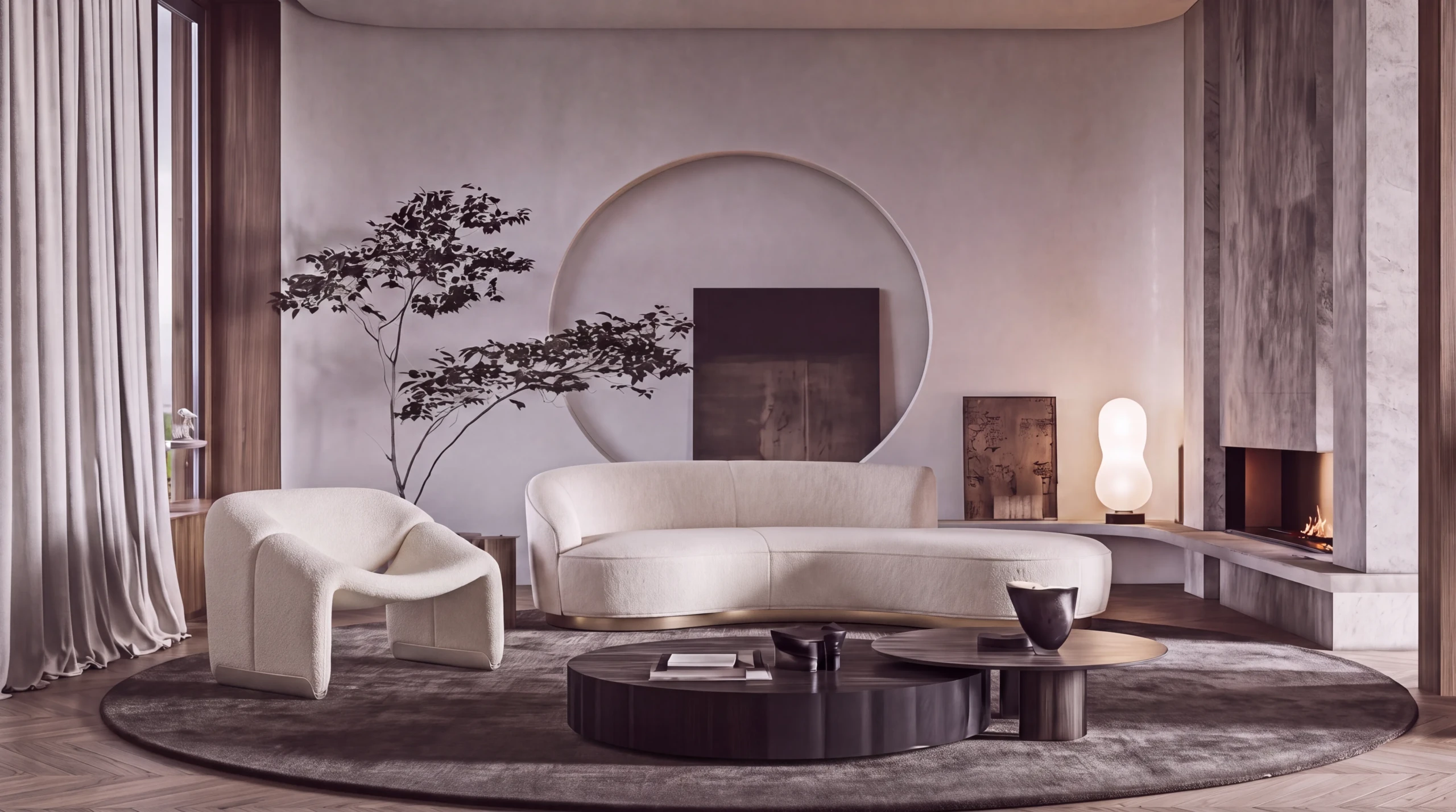 Oscar Curved Sofa in a designer lounge setting
