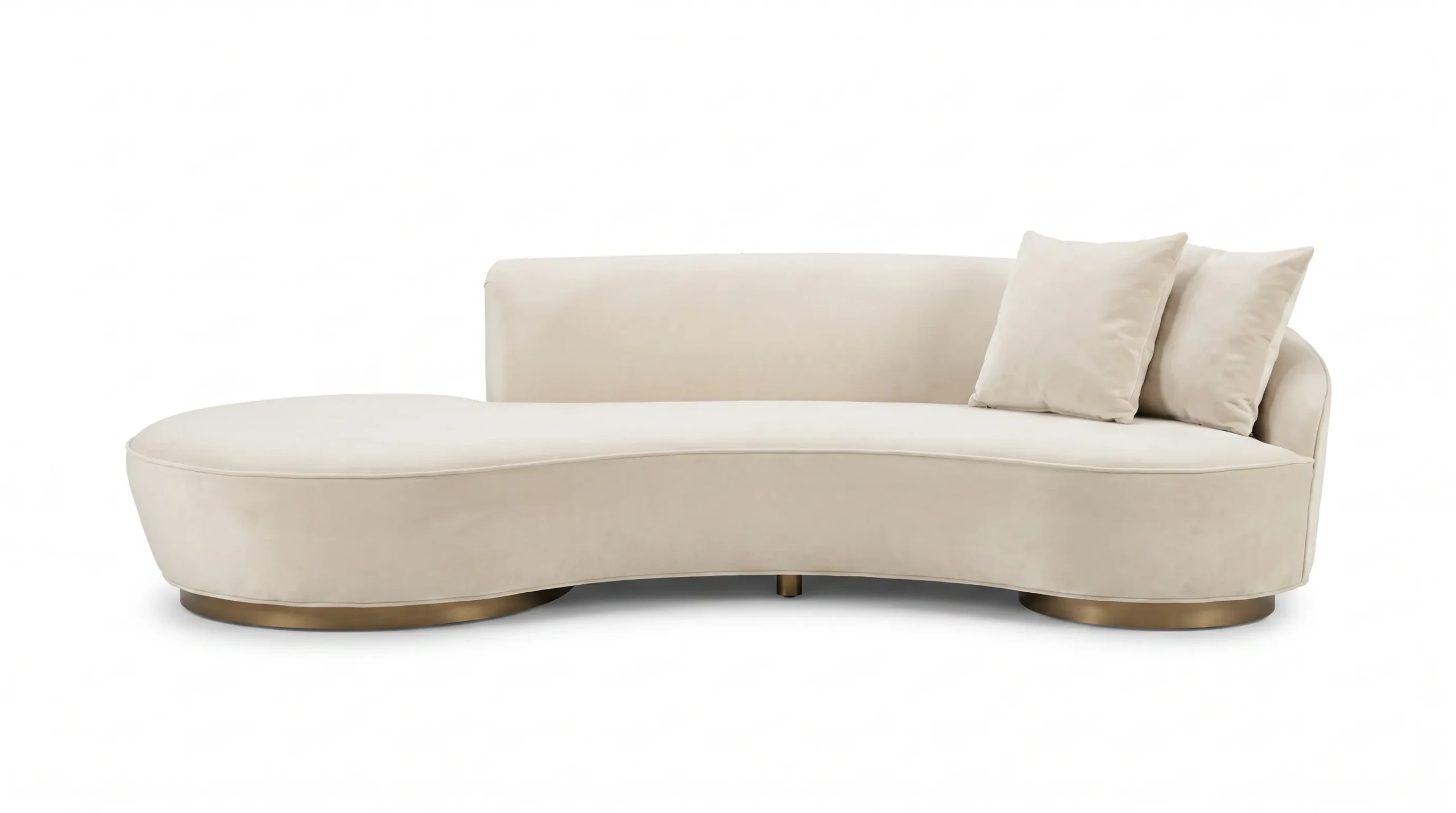 Back view of Oscar curved sofa in cream upholstery