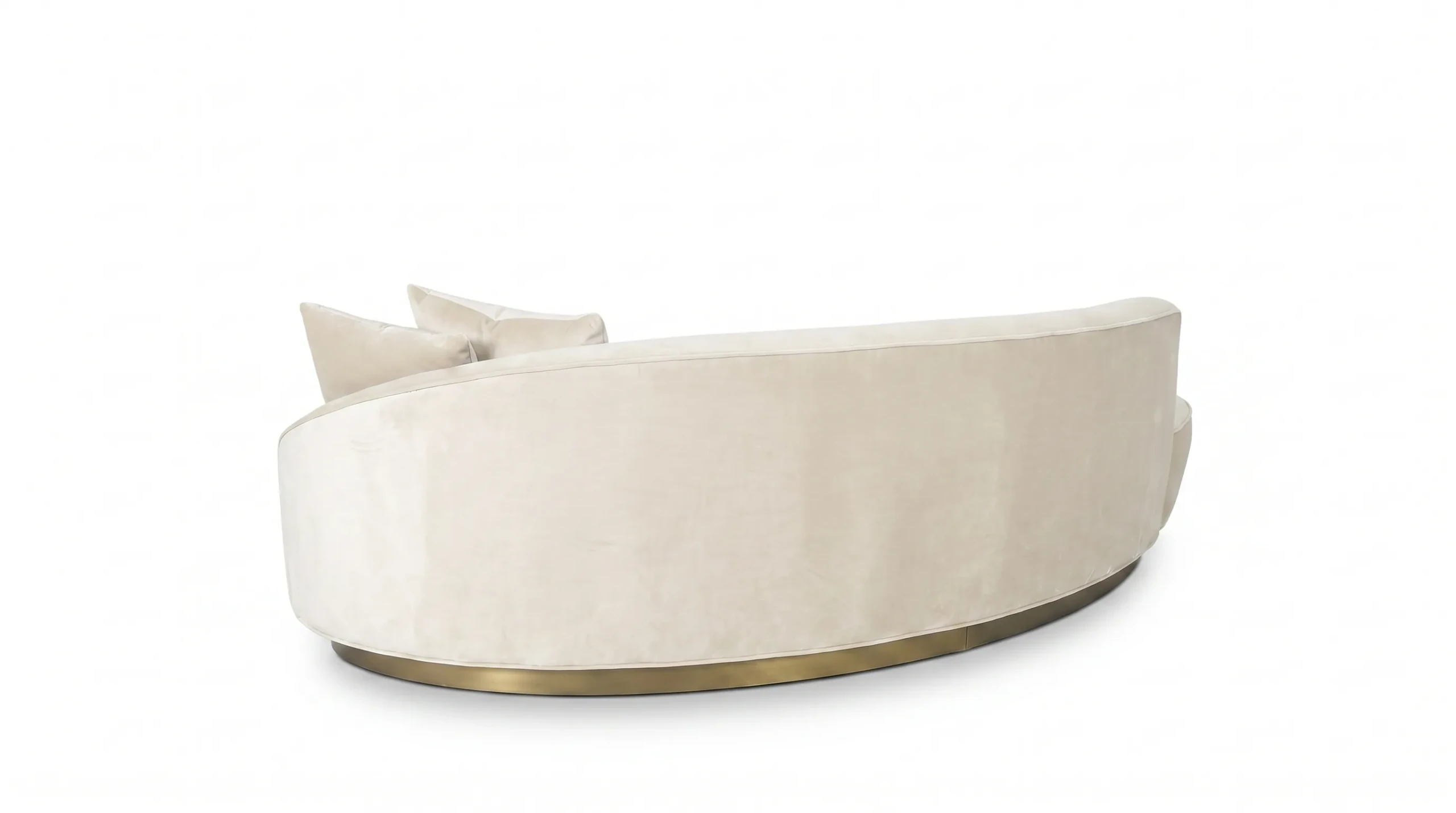3/4 angle view of Oscar curved sofa in cream upholstery