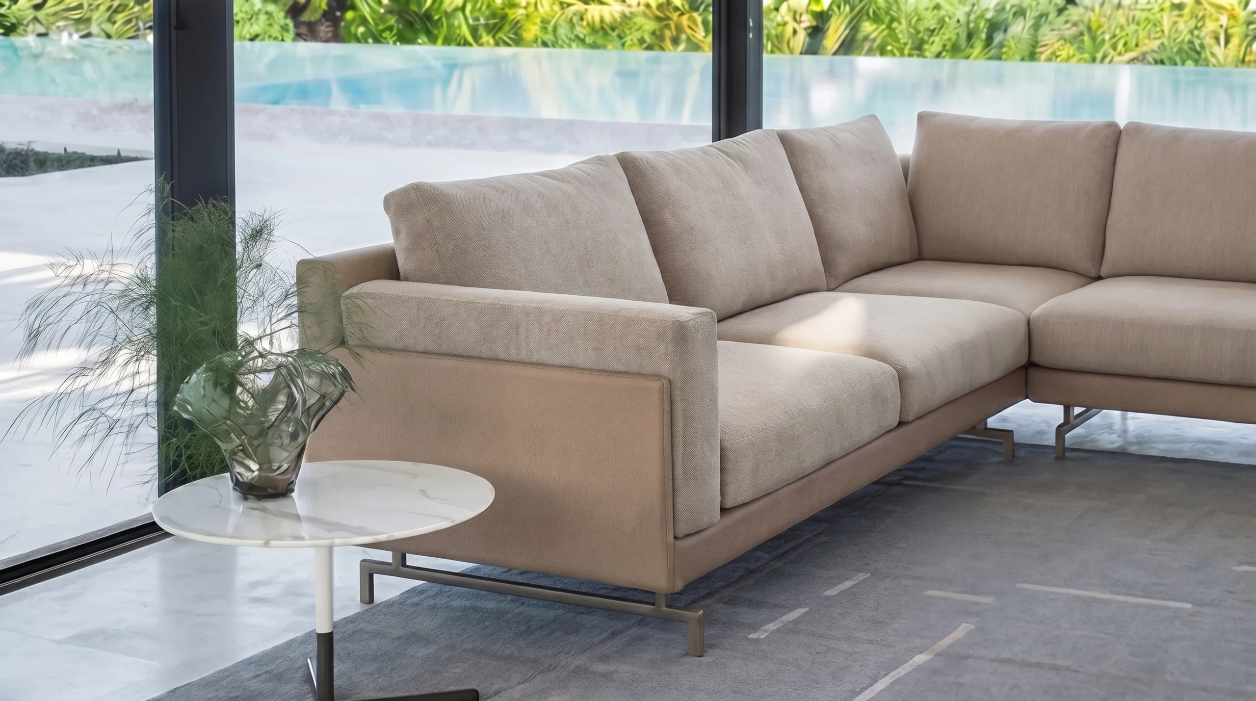 Roma Modular Leather Sofa in a modern living room setting