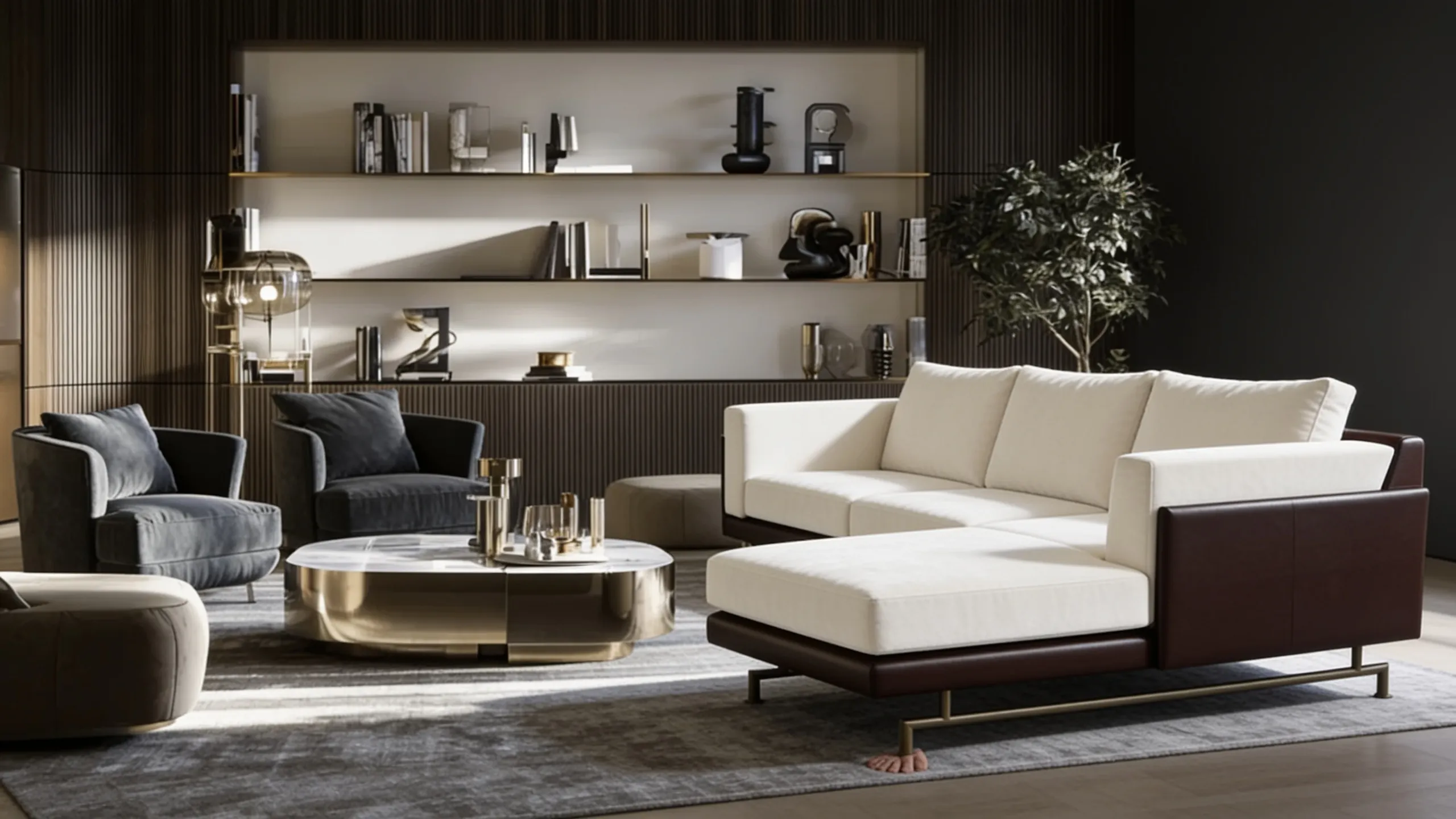 Roma Modular Leather Sofa styled in a contemporary interior