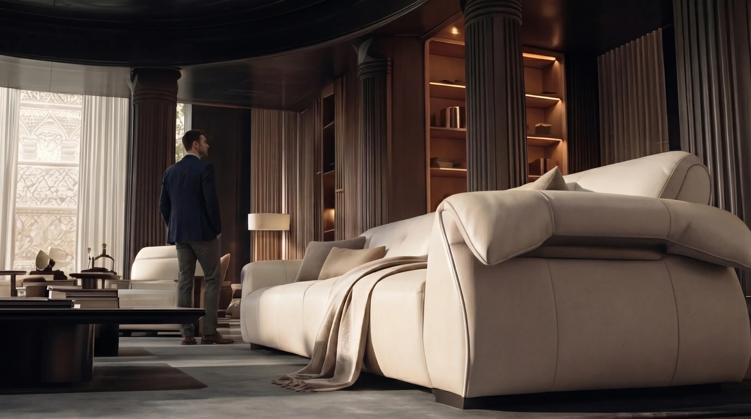 Verona Modern Leather Sofa in a modern living room setting