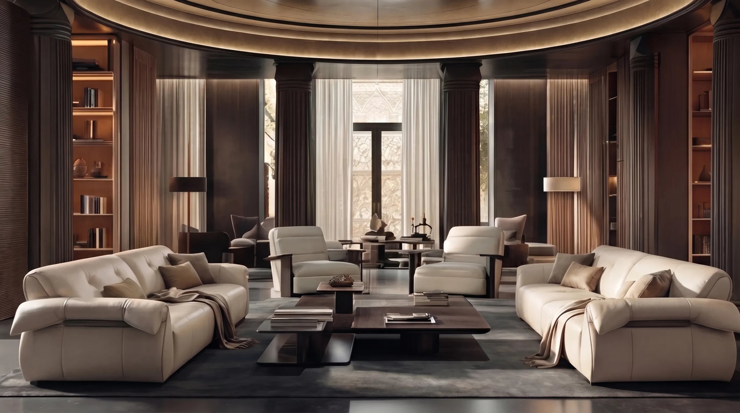 Verona Modern Leather Sofa in a designer lounge setting