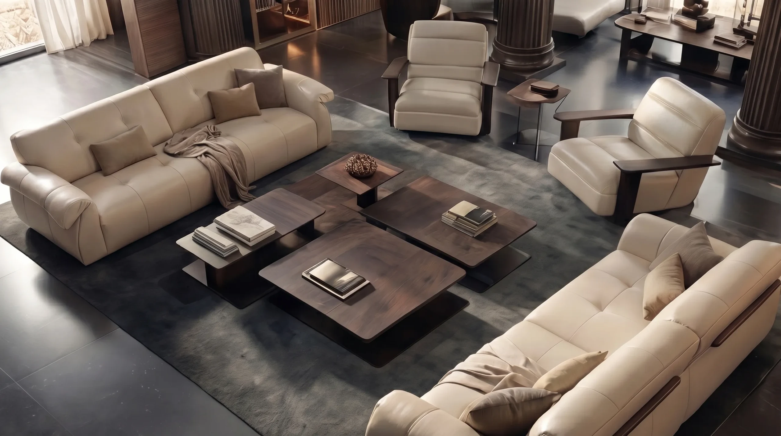 Verona Modern Leather Sofa shown in a styled indoor scene