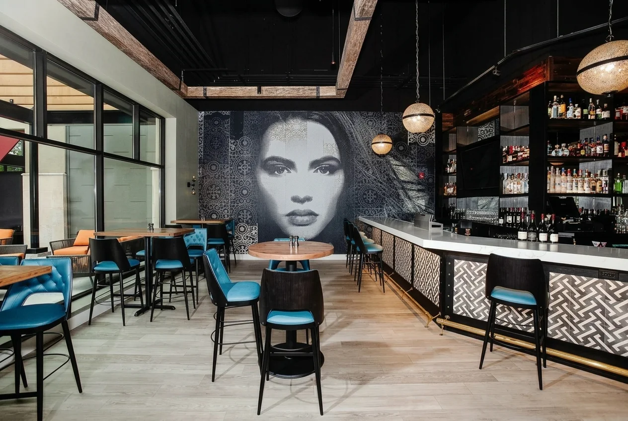 Alba on 53 Hanover, restaurant furnishing, Boston, ABLE Be Modern