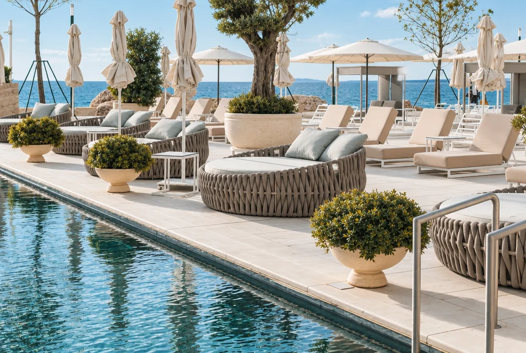 Crystal Luxury Resort, bar and restaurant furnishing, Vlore, ABLE Be Modern