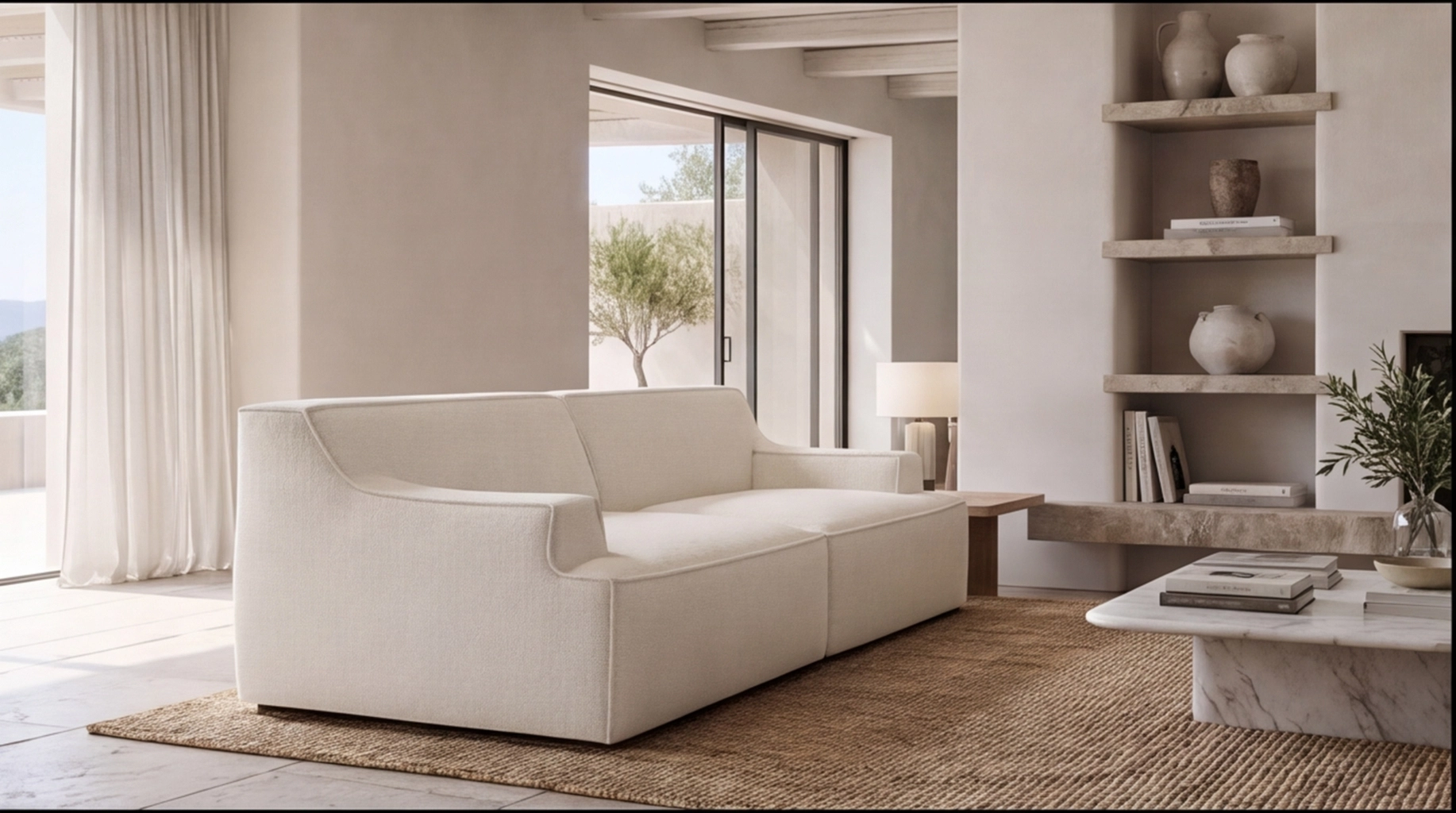 Amon sectional sofa styled in a minimalist living space