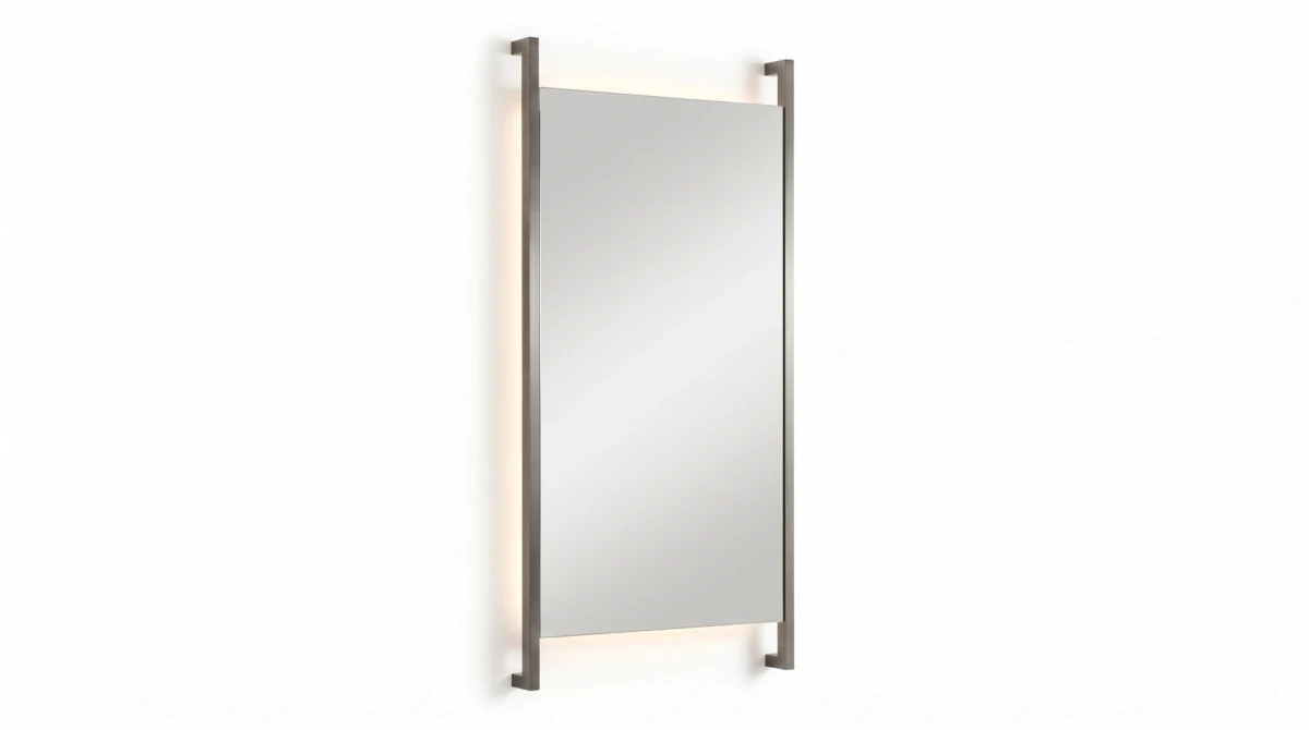 Brady rectangular mirror framed by two vertical iron rods by Able