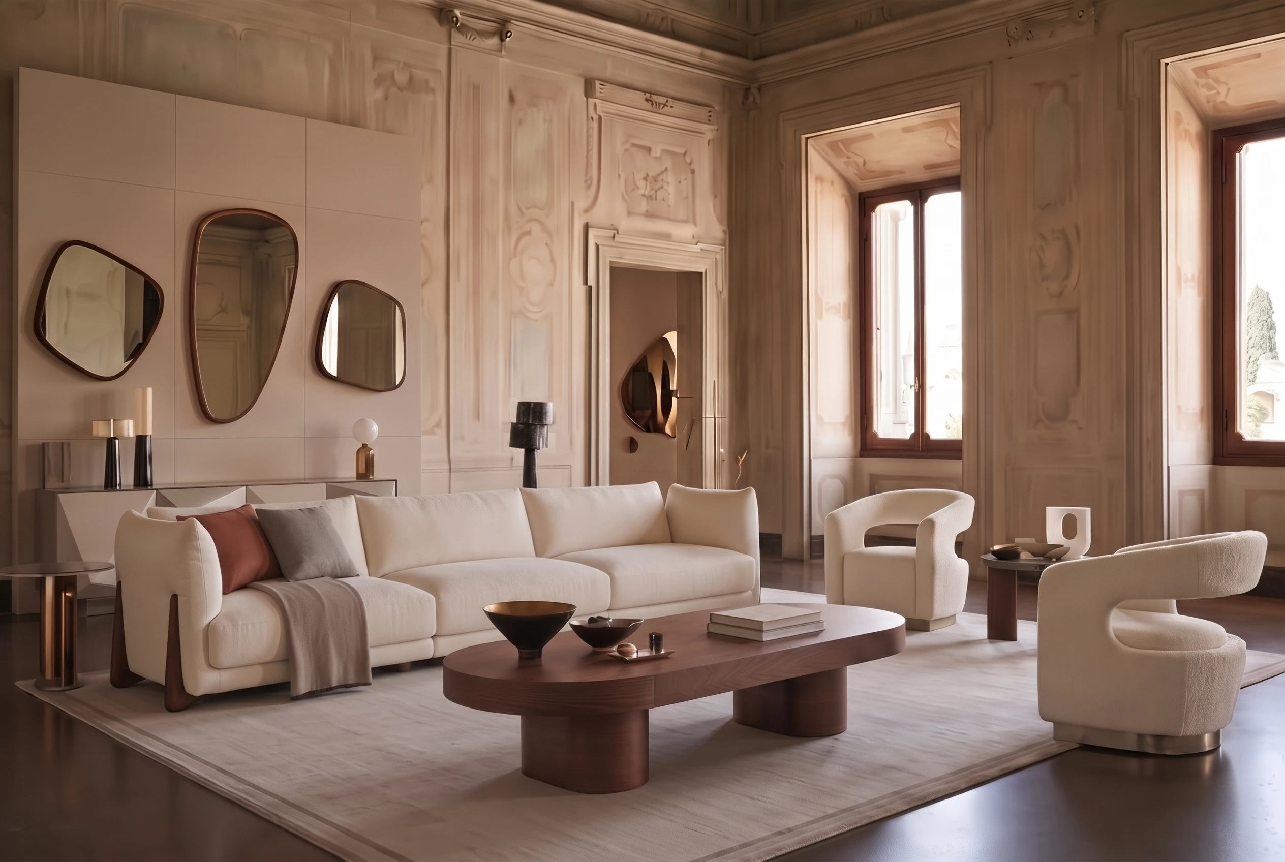 Elaine mirror styled in a contemporary interior