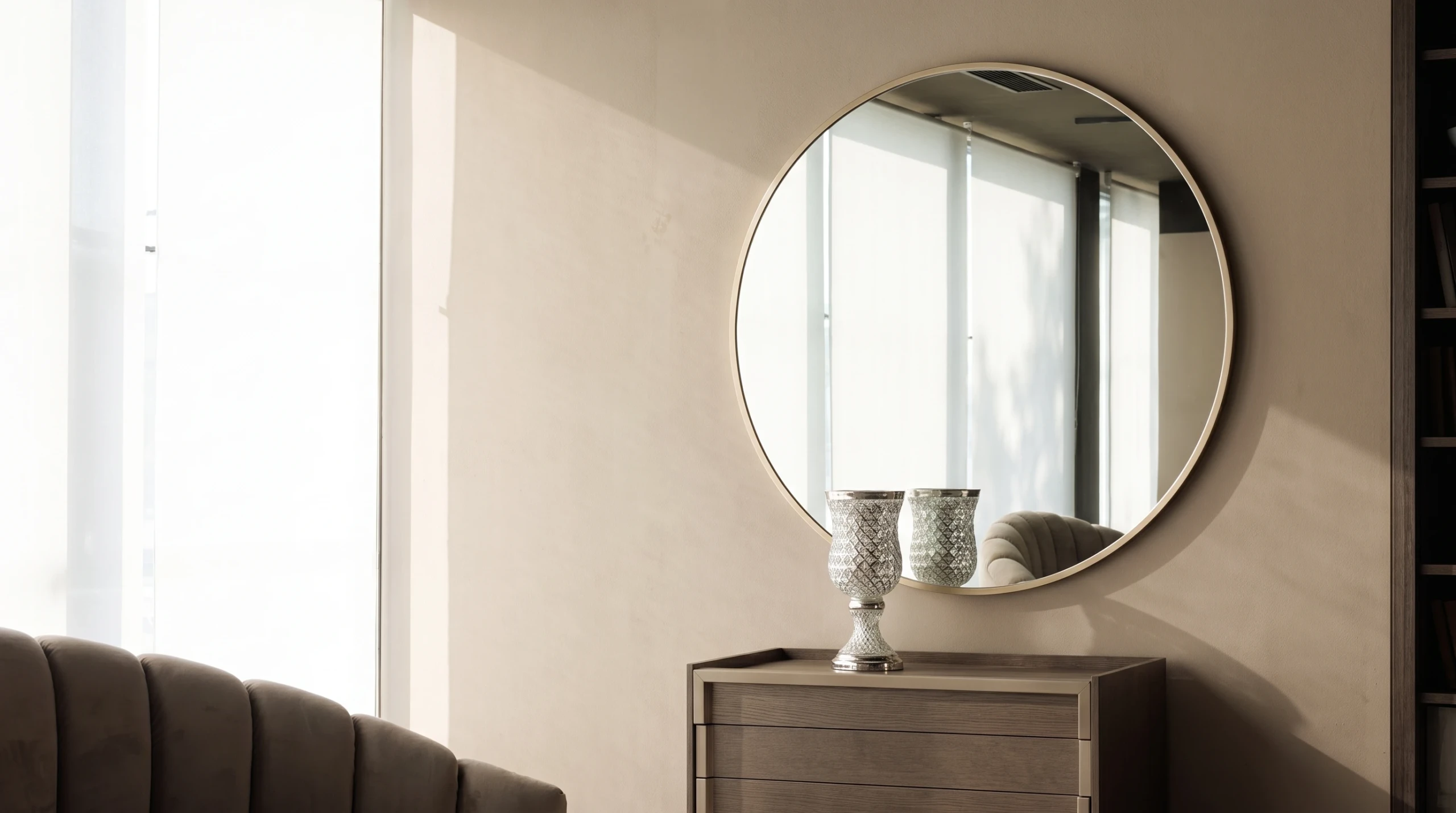 Genevieve mirror in a modern hospitality setting