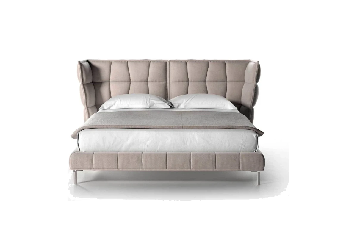 Halsey Leather King Size Bed With Upholstered Headboard