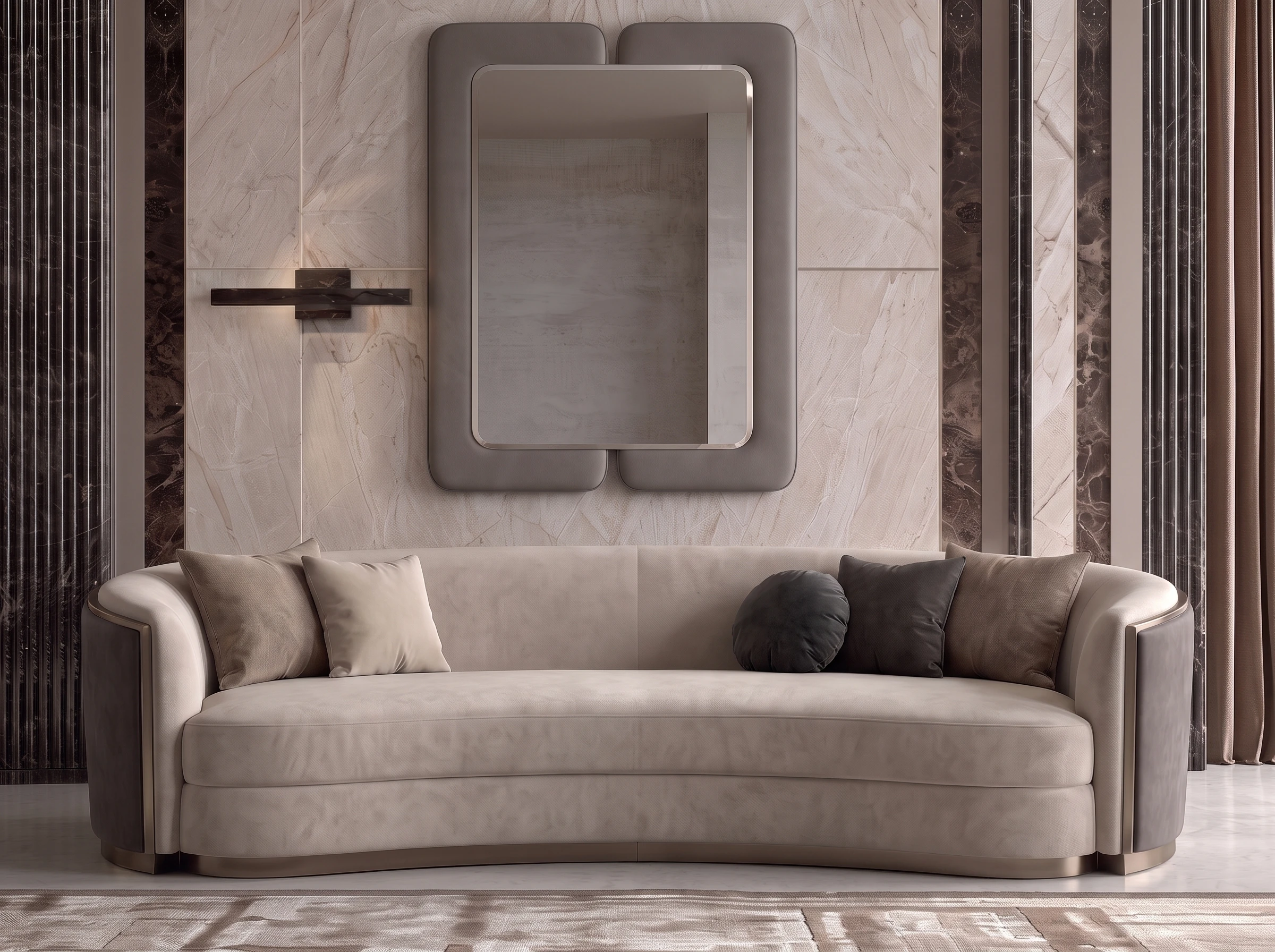Louvre mirror in a stylish home interior