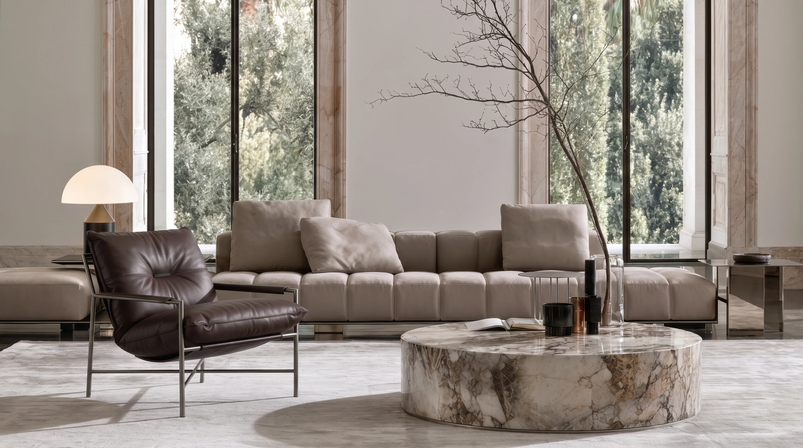 Sling armchair in a stylish home interior