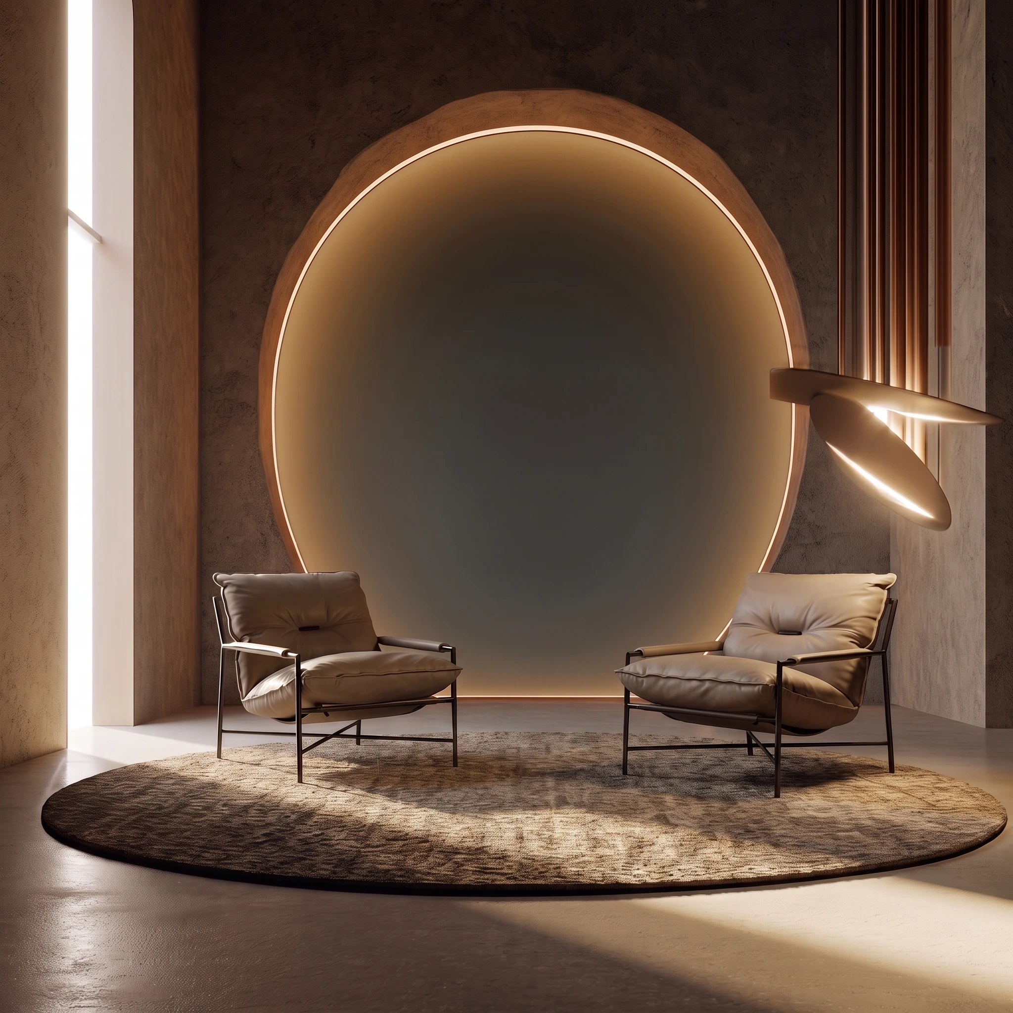 Sling armchair styled in a contemporary interior