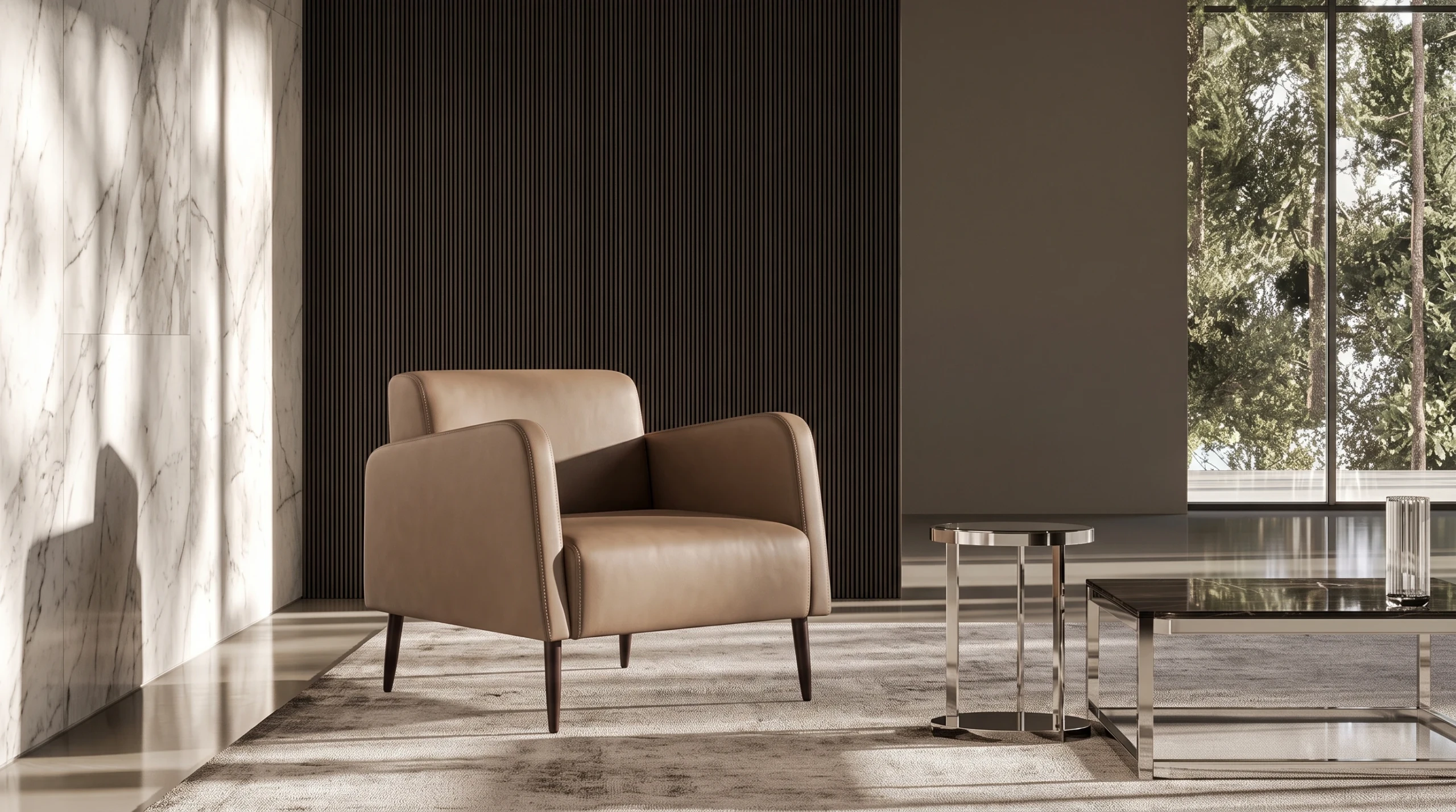 Spring armchair in a stylish home interior