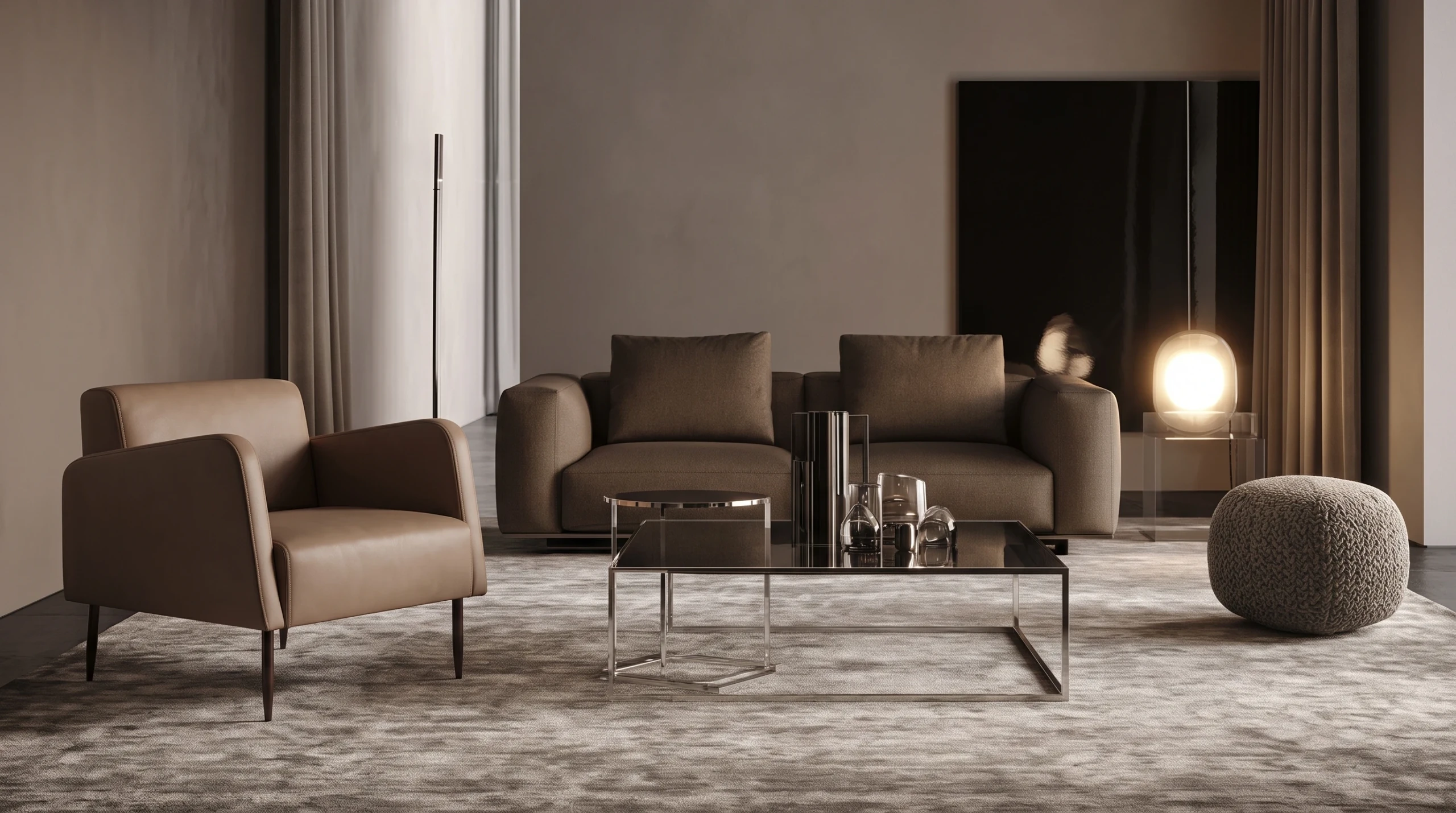 Spring armchair in a modern living room setting