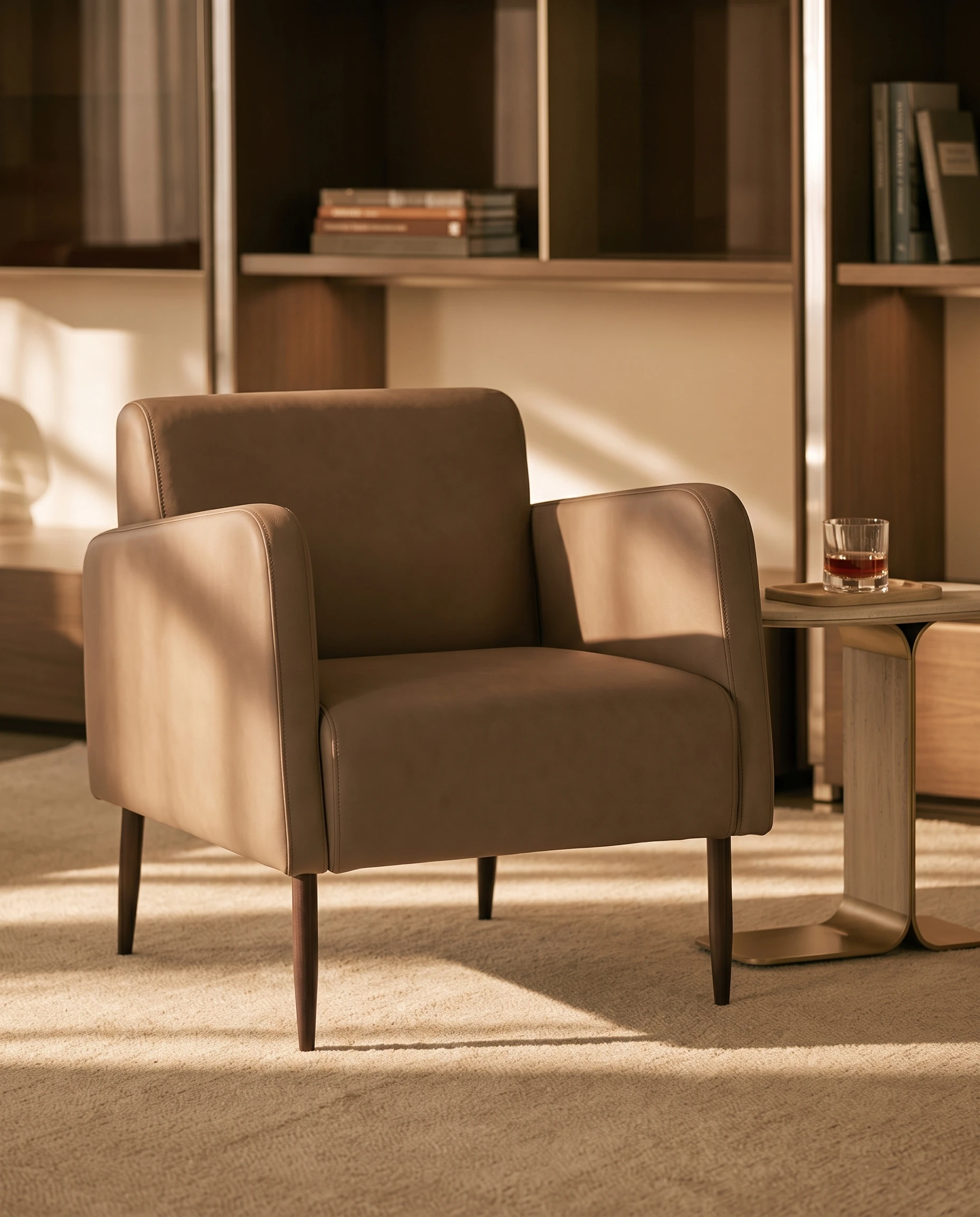 Spring armchair styled in a contemporary interior