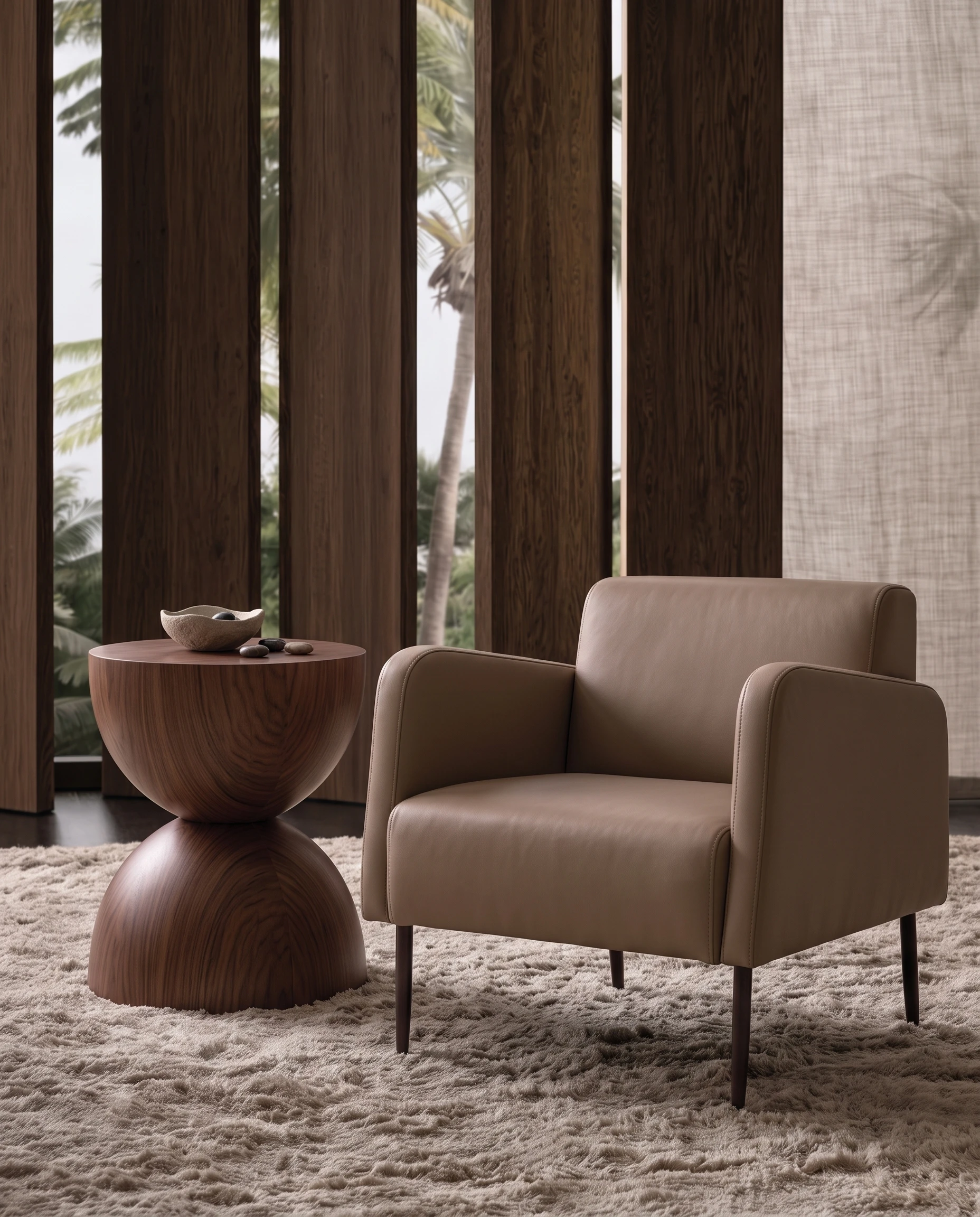 Spring armchair in a designer lounge setting